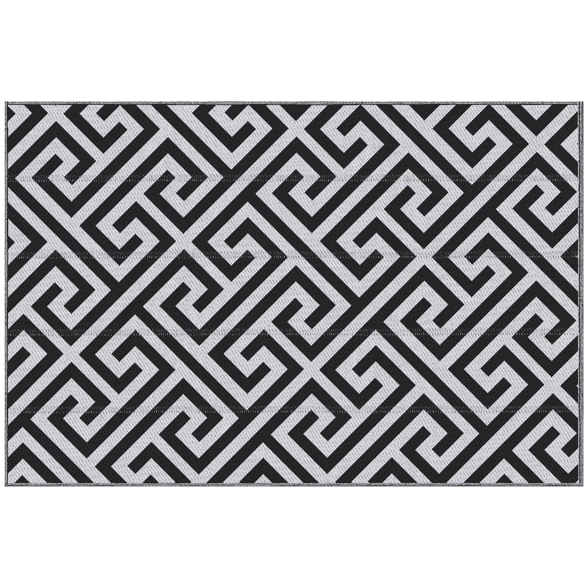 121 x 182 cm(4x6ft) Outdoor Rug Reversible Mat Plastic Straw Rug Portable RV Camping Mat for Garden Deck Picnic Indoor, Black & White - Life 