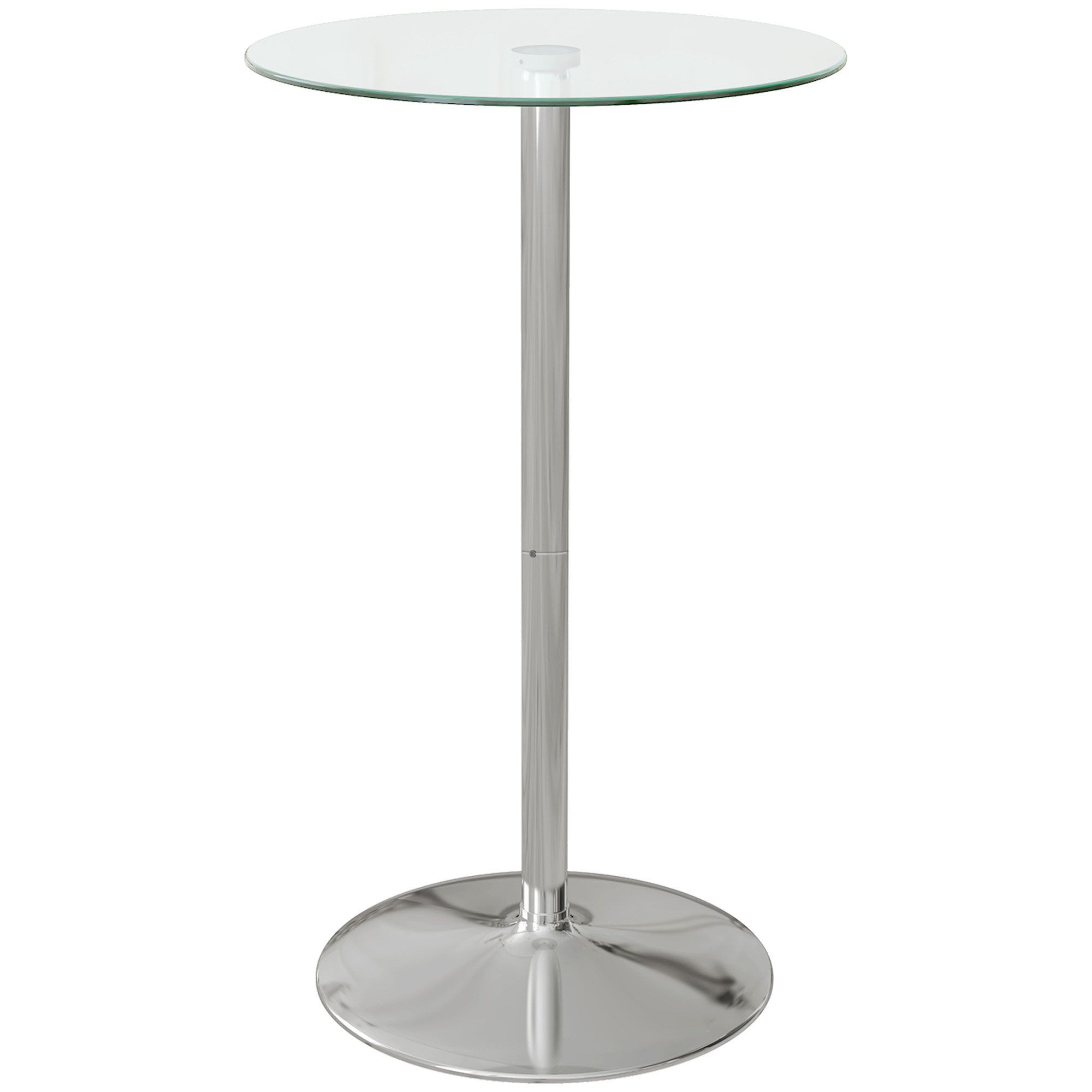 High Top Bar Table, Round Kitchen Table with Tempered Glass Top and Steel Base, Bistro Table for 2 People, Clear - Life Essentials