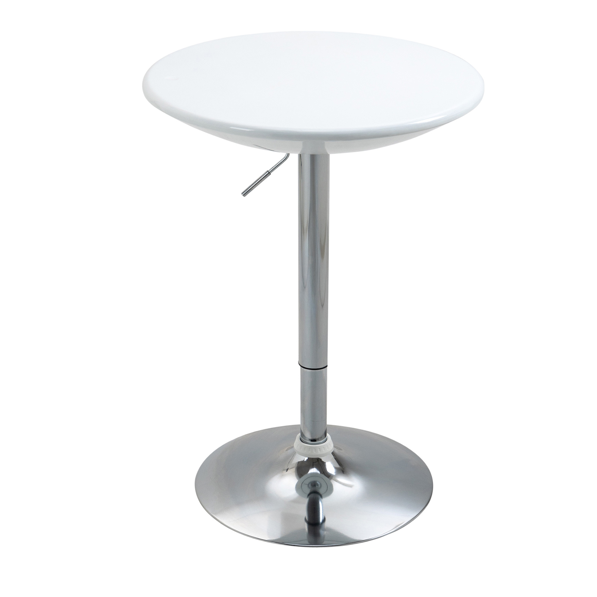 Modern Round Bar Table Adjustable Height Home Pub Bistro Desk Swivel Painted Top with Silver Steel Leg and Base, White - Life Essentials