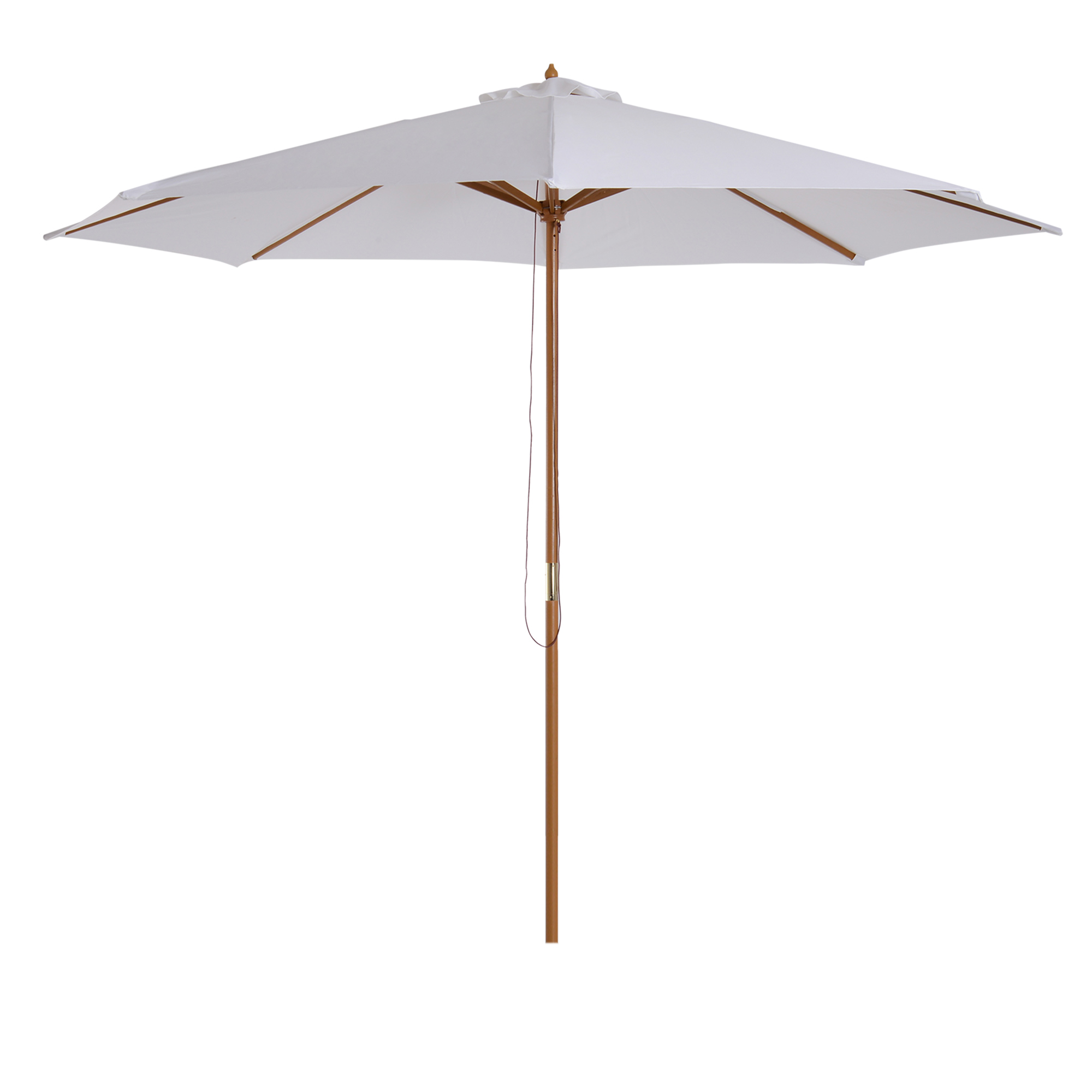 3M Fir Wooden Parasol Garden Umbrellas 8 Ribs Bamboo Sun Shade Patio Outdoor Umbrella Canopy, Cream White - Life Essentials