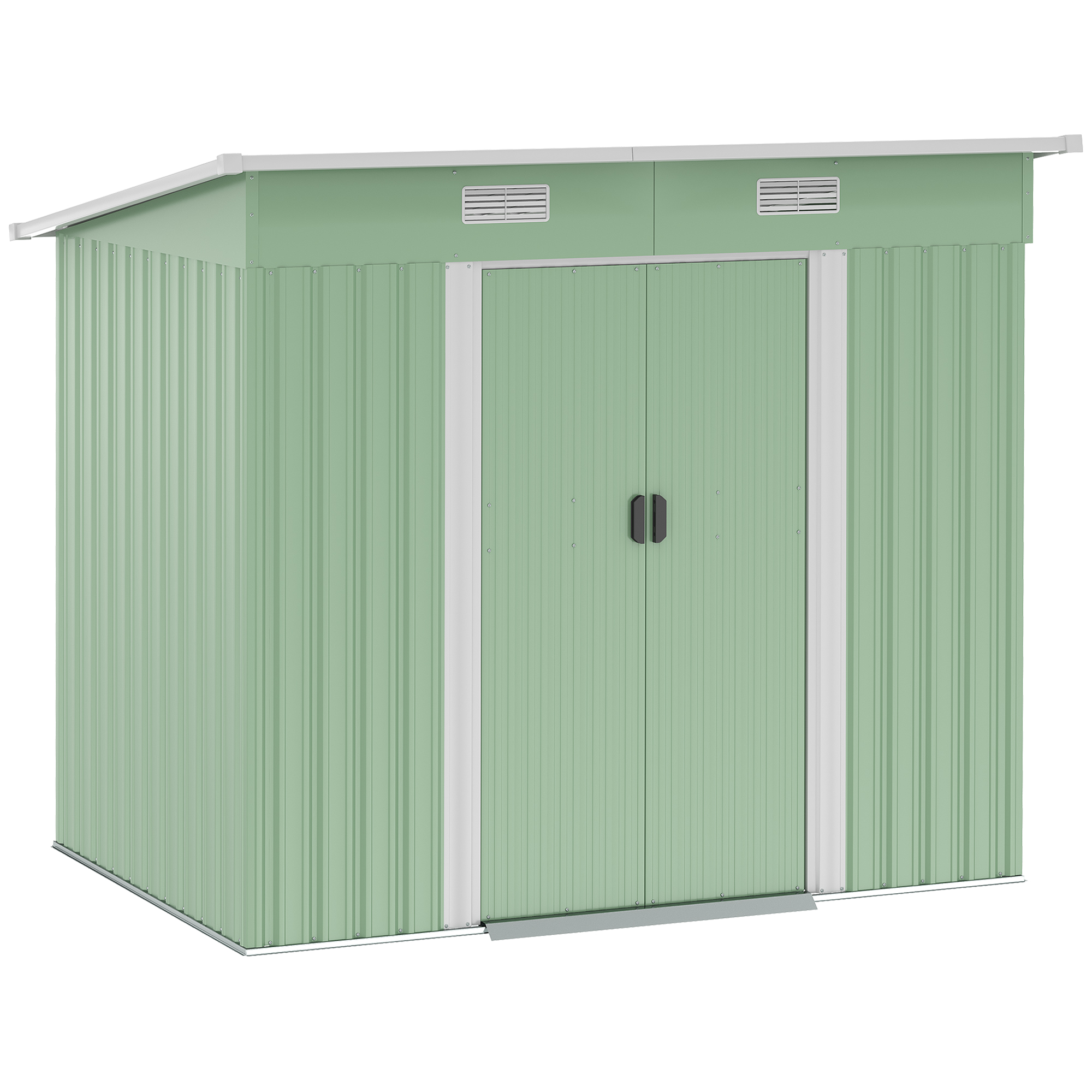 6.8 x 4.3ft Outdoor Garden Storage Shed, Tool Storage Box for Backyard, Patio and Lawn, Light Green - Life Essentials