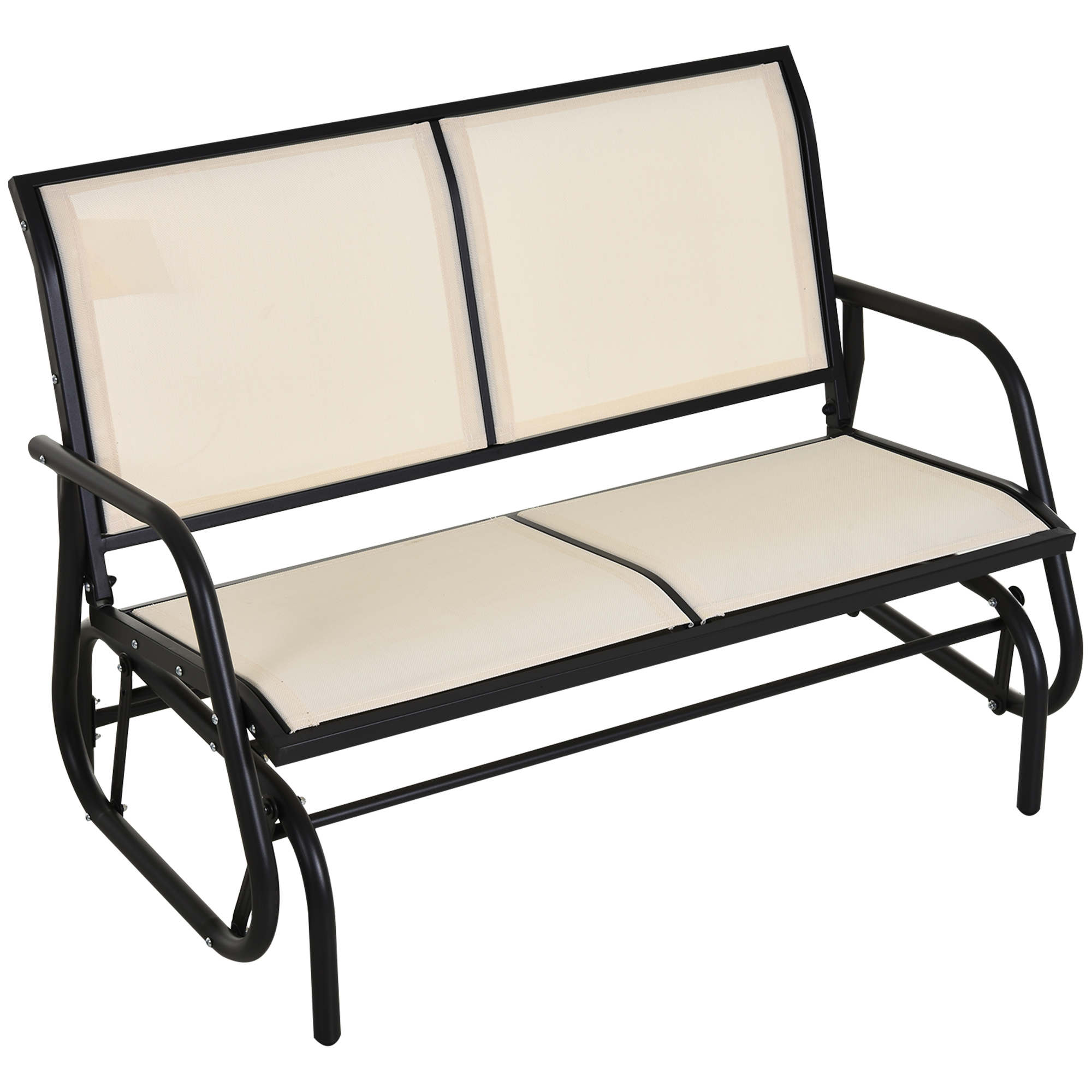 2-Person Outdoor Glider Bench Patio Double Swing Gliding Chair Loveseat w/Power Coated Steel Frame for Backyard Garden Porch, Beige - Life Essentials