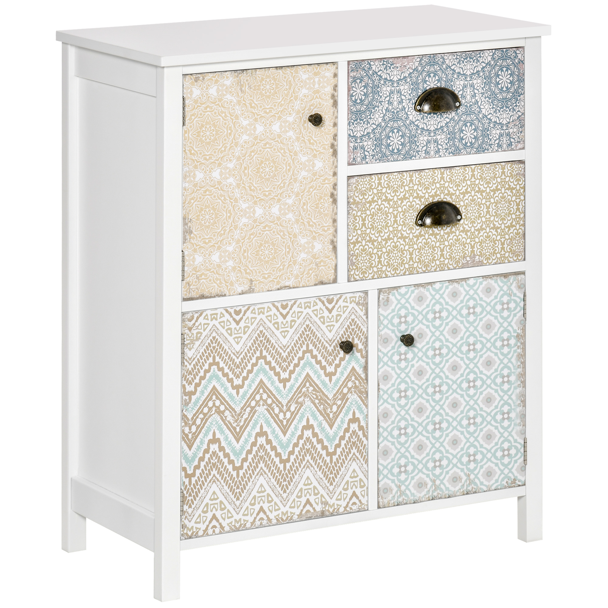 Shabby Chic Sideboard, Multi-Purpose Drawer Table, Storage Chest for Entryway or Living Room, Bedroom Furniture Organiser Unit - White - Life 
