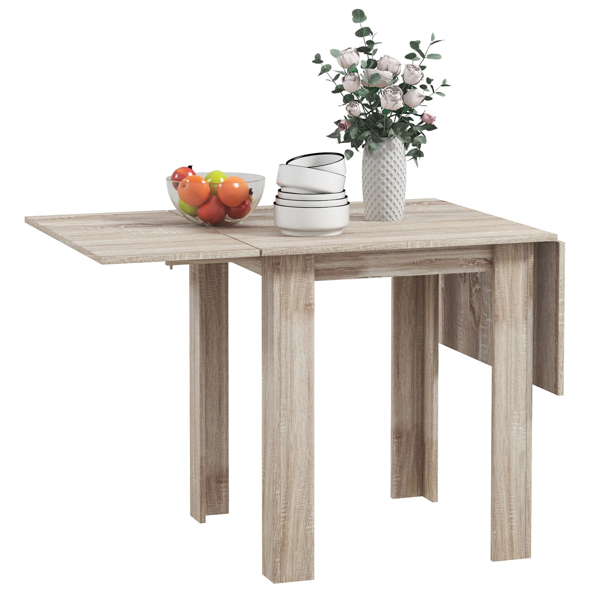 Scott Folding Kitchen Table with Drop Leaf for 2-4 - Oak - Life Essentials