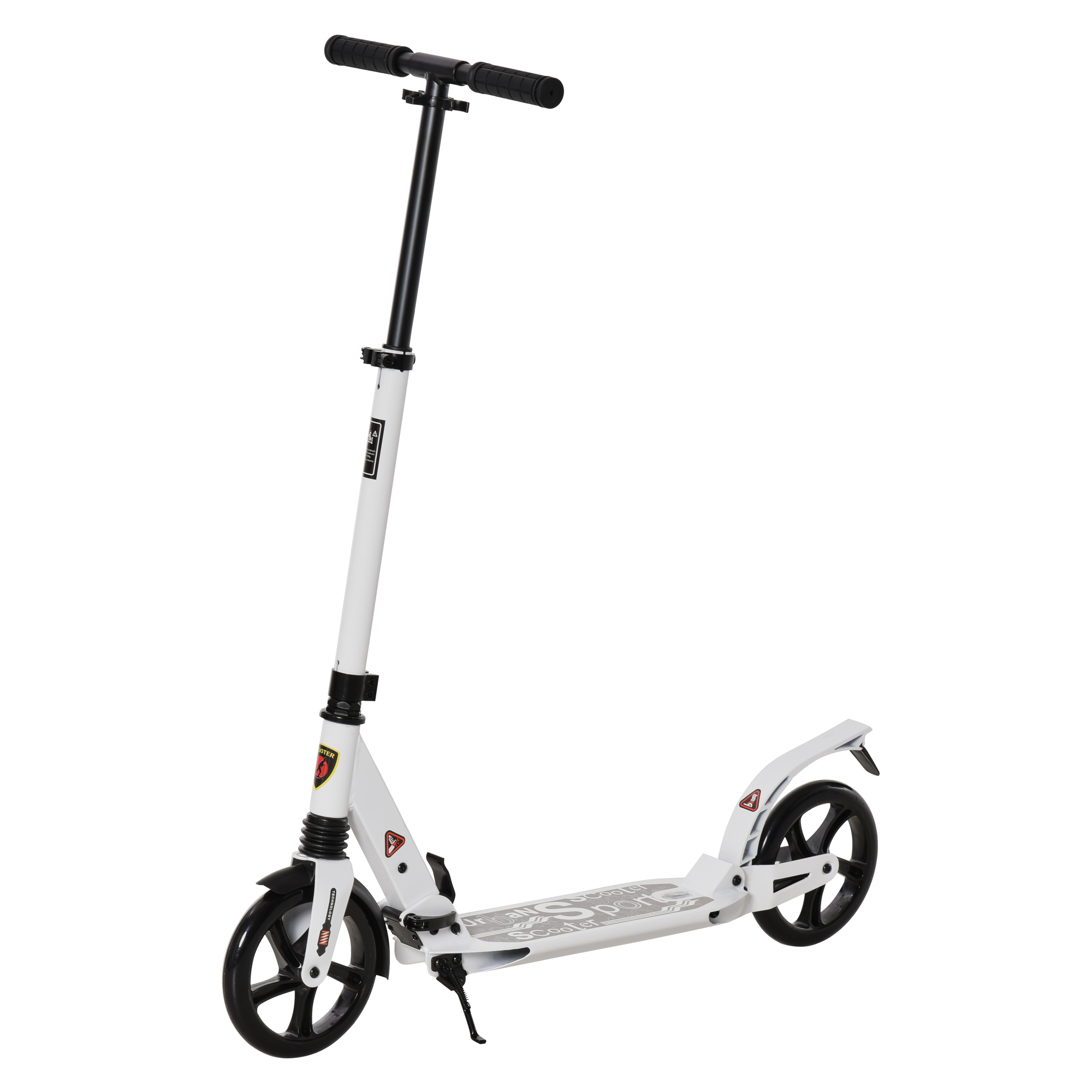 Folding Kick Scooter 2 Big Wheels Teens Adult 14+ Adjustable Ride On White - Life Essentials