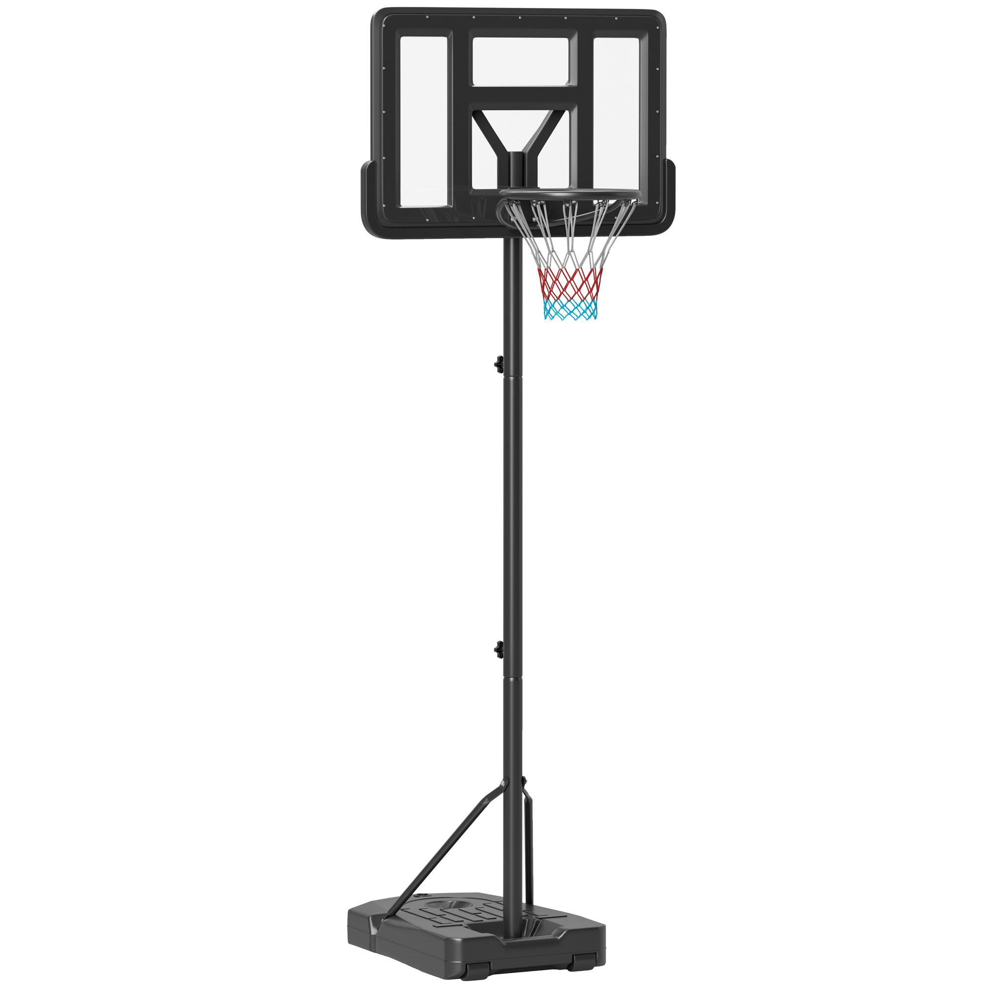 SPORTNOW Height Adjustable Basketball Stand Net Set System, Free standing Basketball Hoop and Stand with Wheels, 200-305cm, Black - Life Essentials
