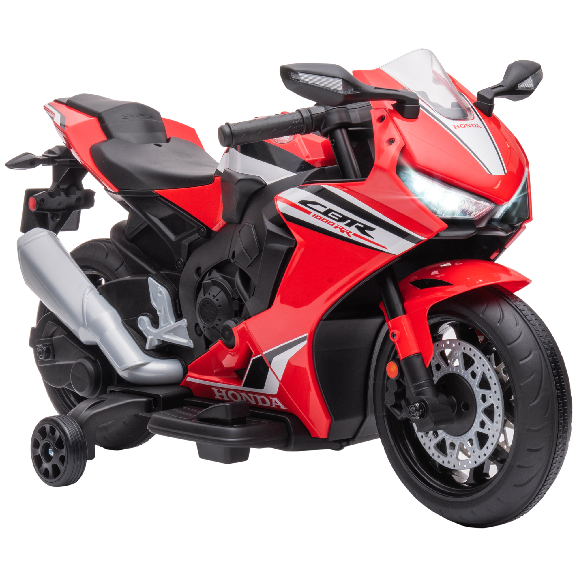 Electric Ride On Motorcycle with Headlights Music, 6V Battery Powered Kids Motorcycle Vehicle with Training Wheels, Outdoor Play Toy Red - Life 