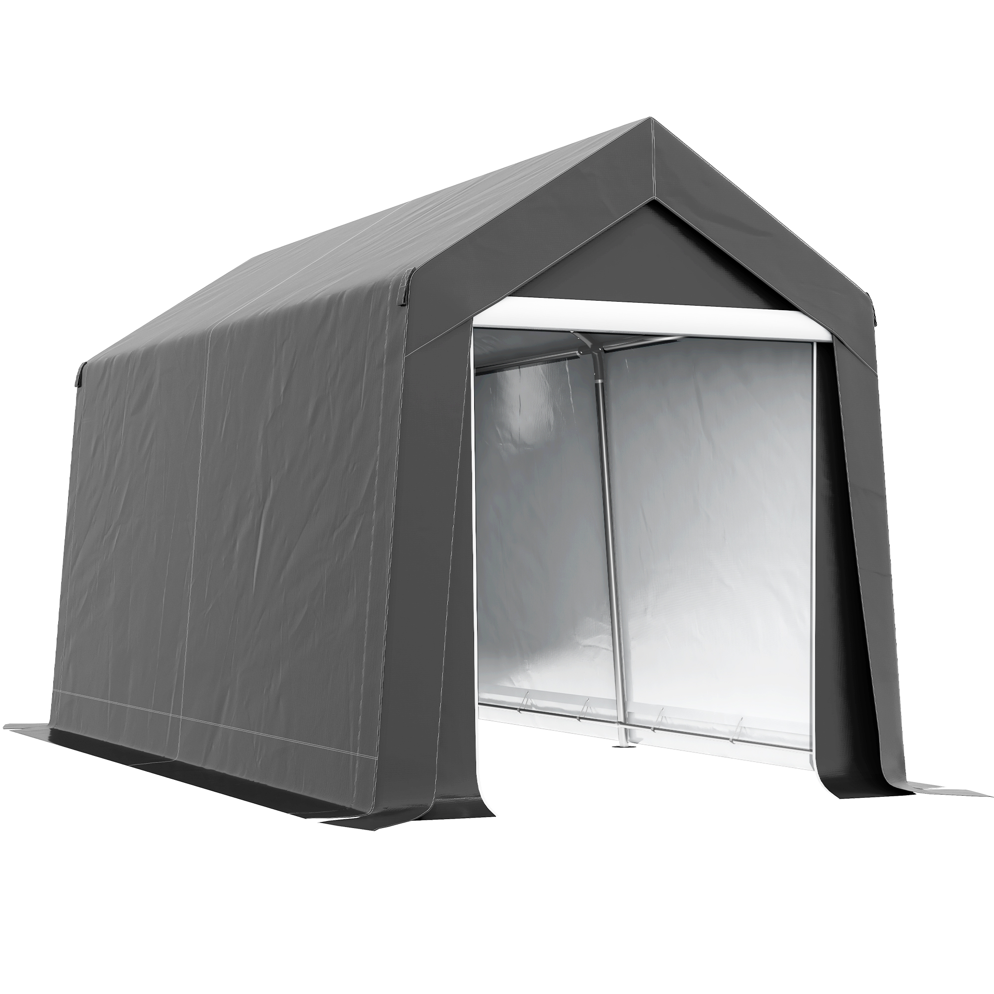 Garden Shed - Portable Outdoor Shed with Window Grey 210cm - Life Essentials