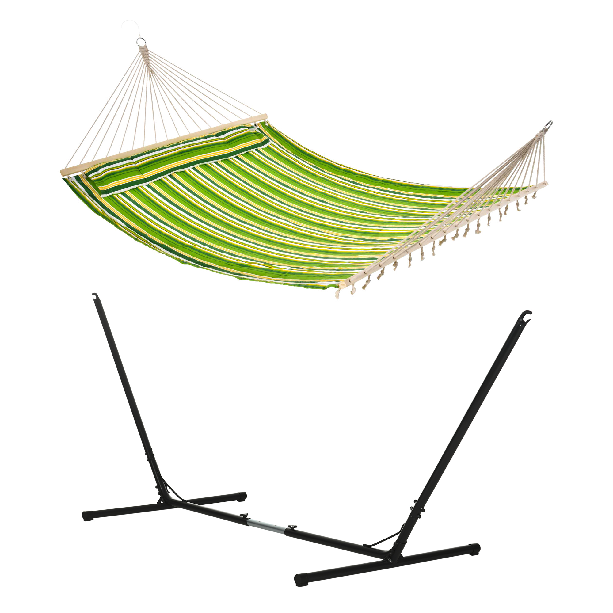 Jones Outdoor Garden Hammock with Stand and Pillow - Grey - Life Essentials