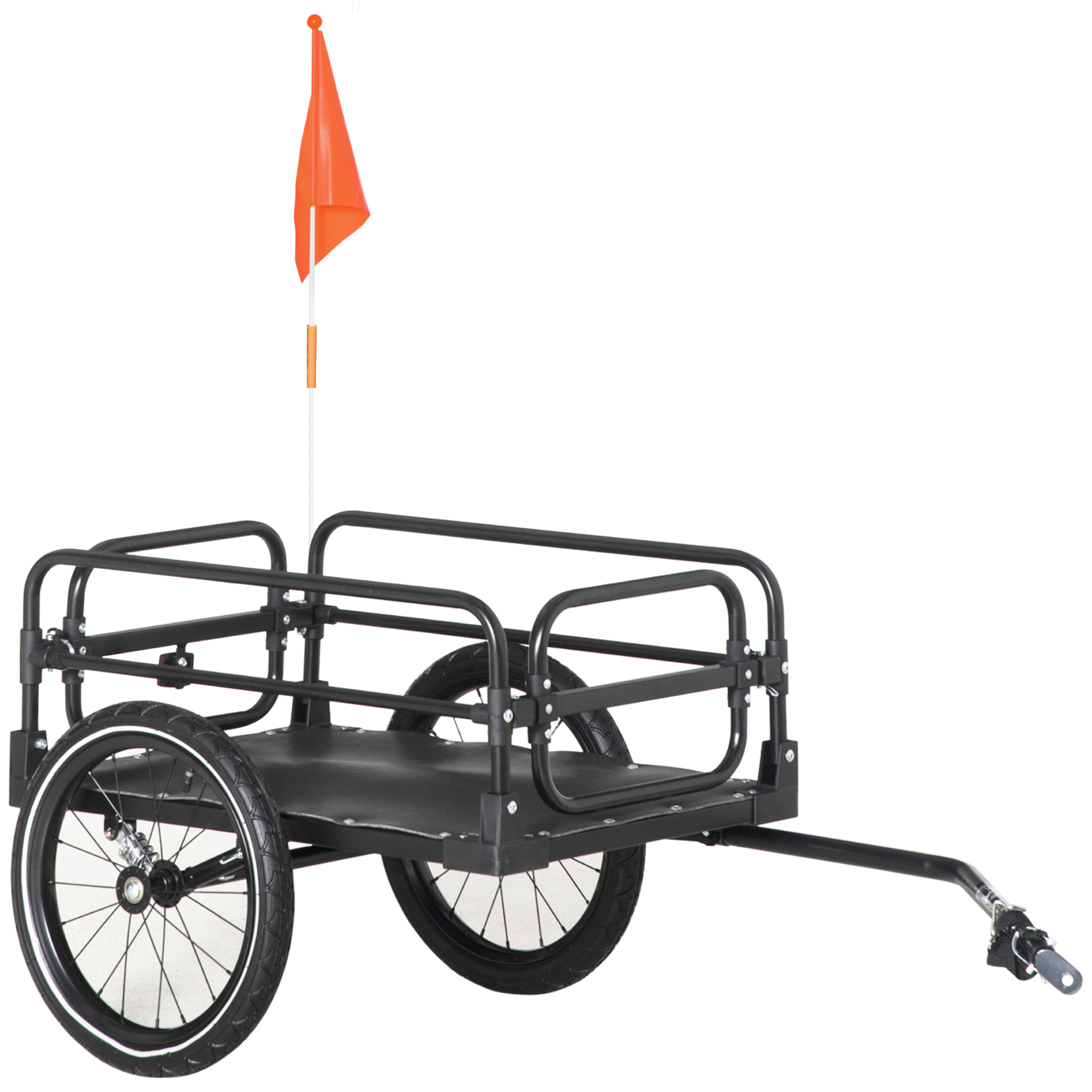 Steel Bike Trailer with Triple Safety, Wagon Bicycle Trailer with Suspension, 2 Wheels Outdoor Storage Carrier, Black - Life Essentials
