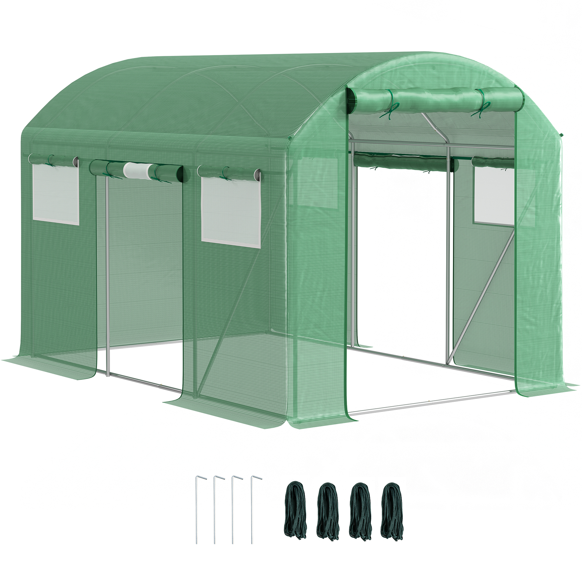 SUNVISTA 9.8 x 6.6ft Walk-In Polytunnel Greenhouse - Green - Life Essentials