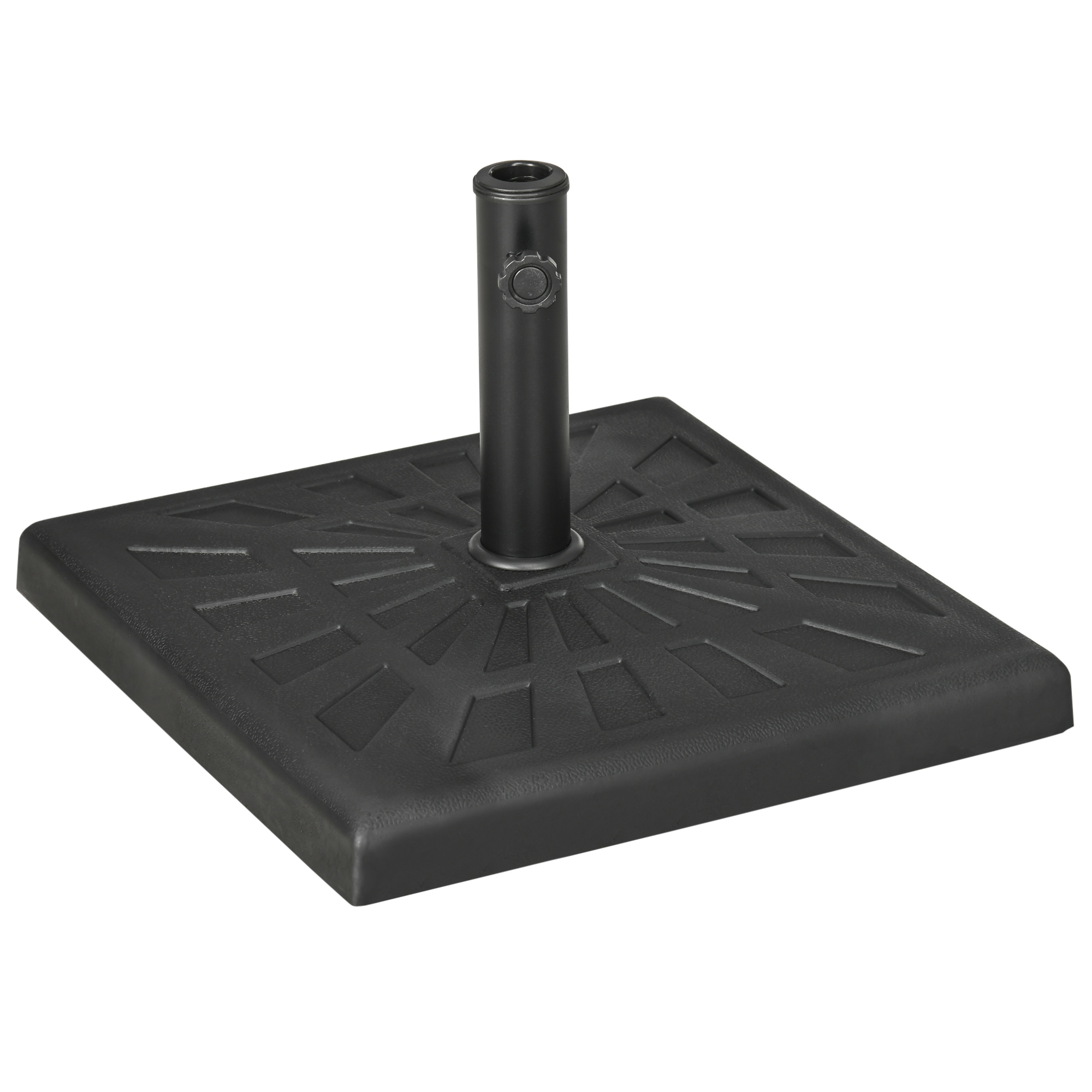 19kg Resin Garden Parasol Base Holder, Square Outdoor Market Umbrella Stand Weight for Poles of ?32mm, ?38mm, and ?48mm, Black - Life Essentials