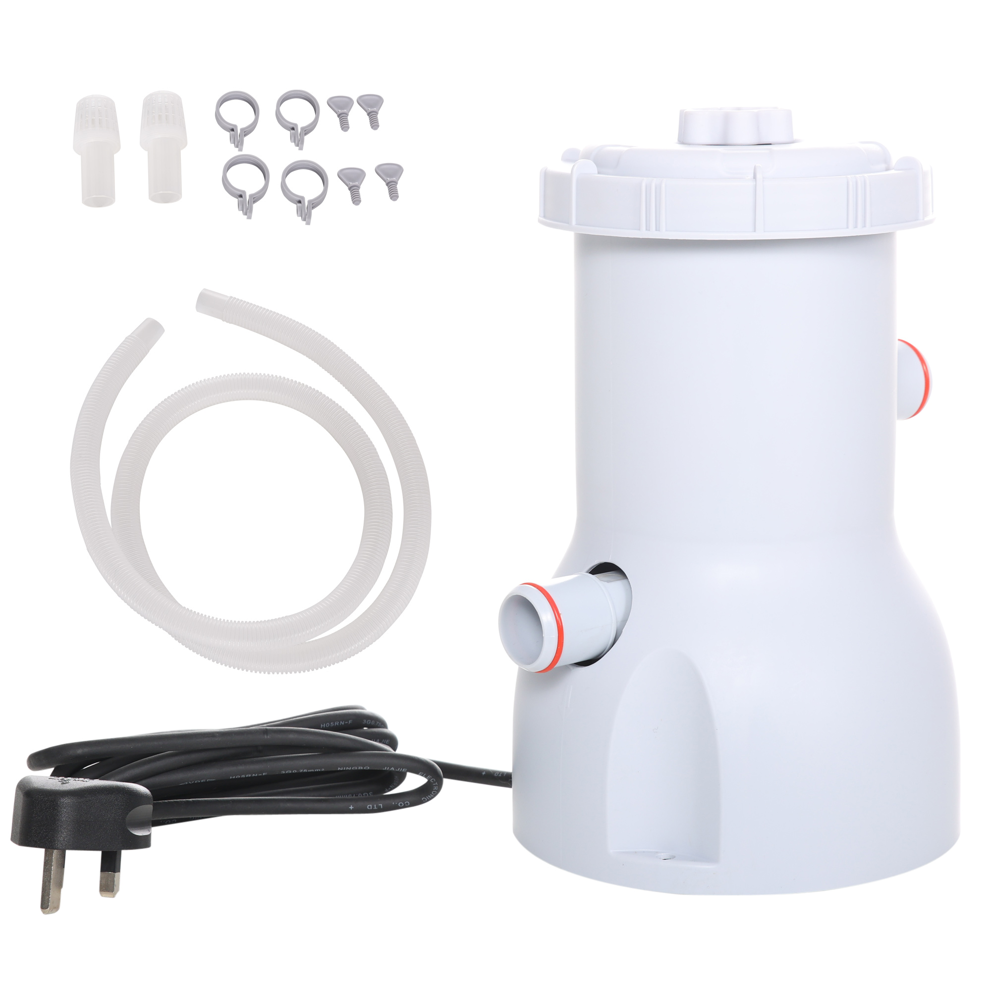 Cartridge Filter Pump for 13'-15' Above Ground Pools, 800GPH (3028 LPH) Swimming Pool Filter Pump with Hose and Hose Clamps, White - Life Essentials
