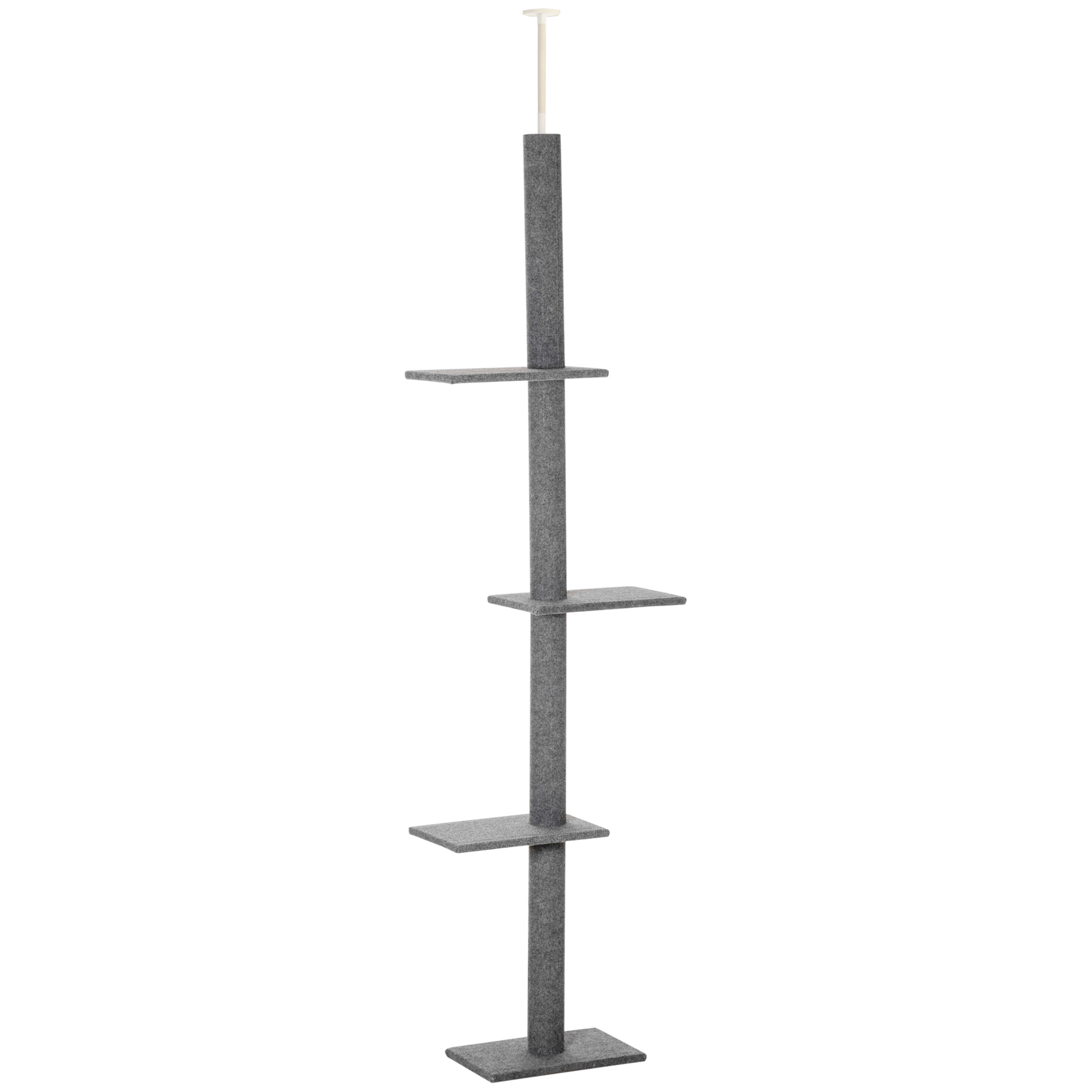 260cm Cat tree Floor To Ceiling with 3 Perches, Activity Scratching Tree Center for Kittens Cat Tower Furniture, Grey - Life Essentials