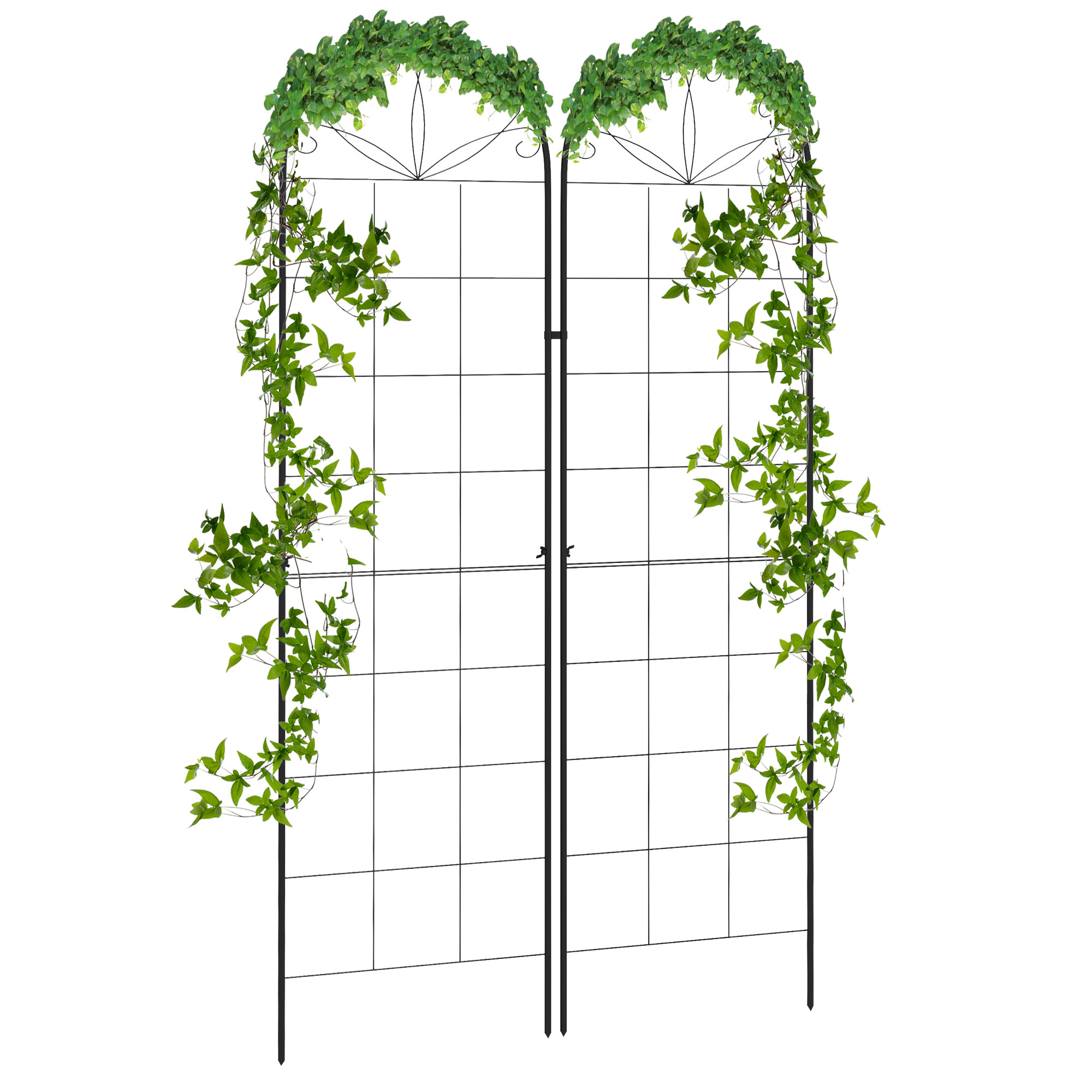 Metal Trellis Set of 2, Garden Trellis for Climbing Plants Support Frames, Grid Design - Life Essentials