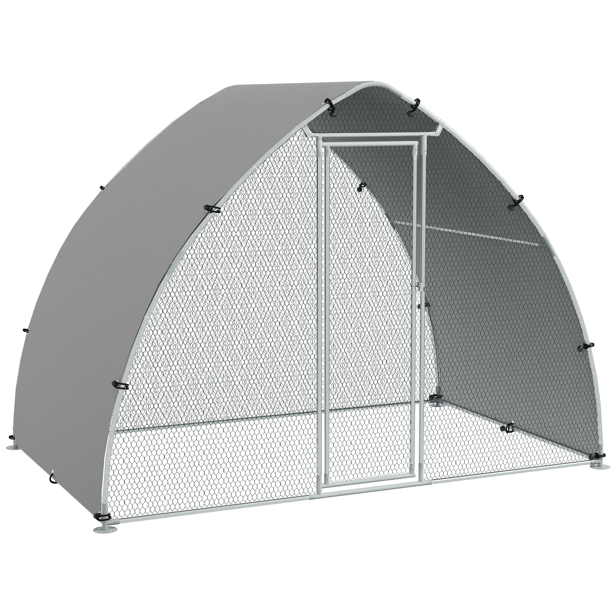 Shelley Galvanised Sturdy Build Outdoor Chicken Coop with Cover for Chickens Hens - Silver - Life Essentials