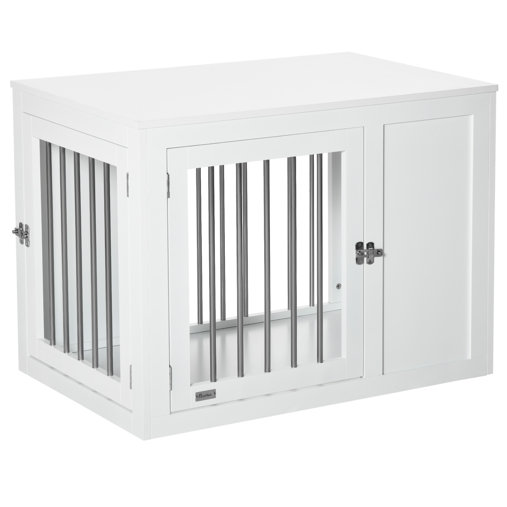 Furniture Style Dog Crate, End Table Pet Cage Kennel, Indoor Decorative Puppy House, with Double Doors, Locks, for Medium Dogs, White - Life 