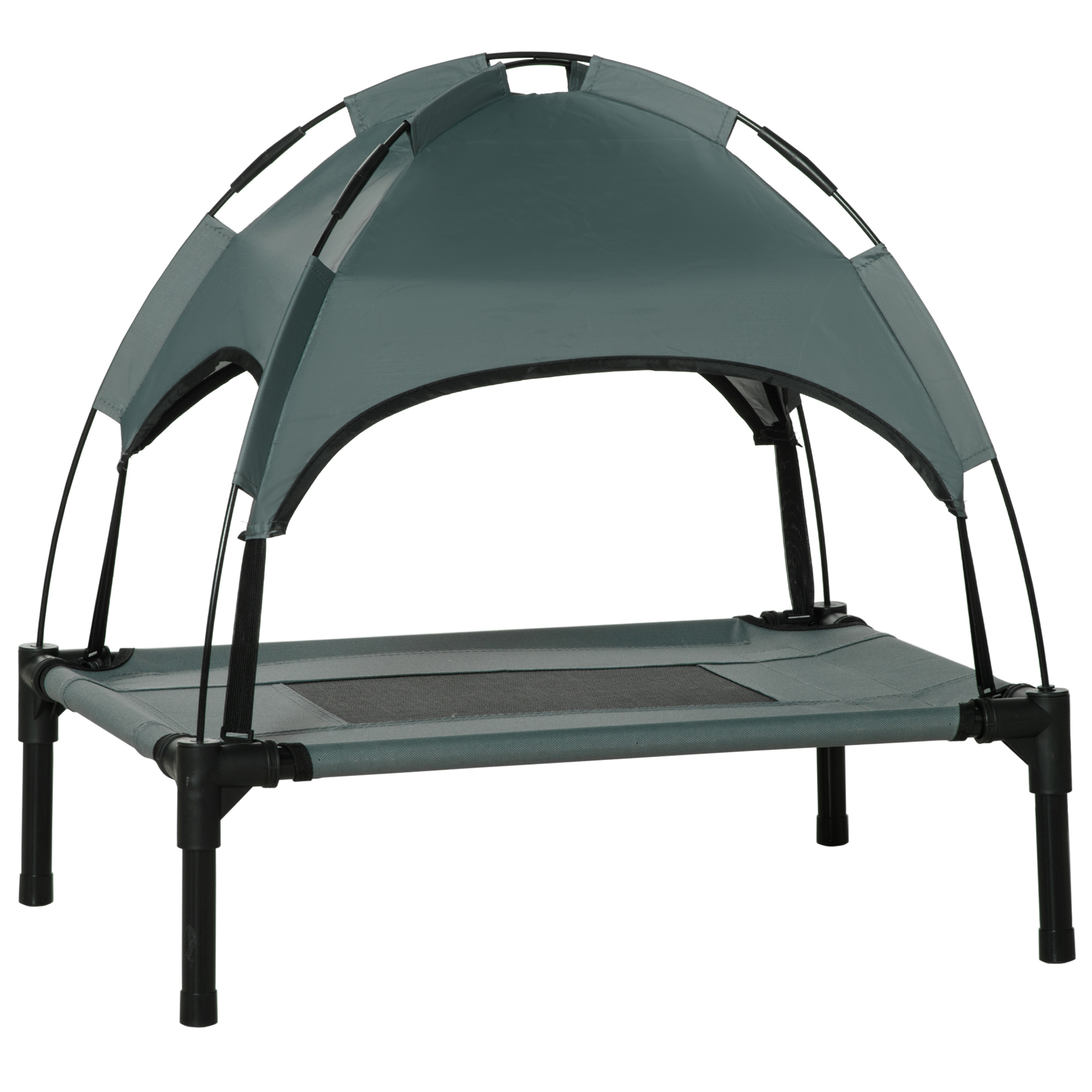 61 cm Elevated Portable Dog Cot Cooling Pet Bed with UV Protection Canopy Shade - Life Essentials