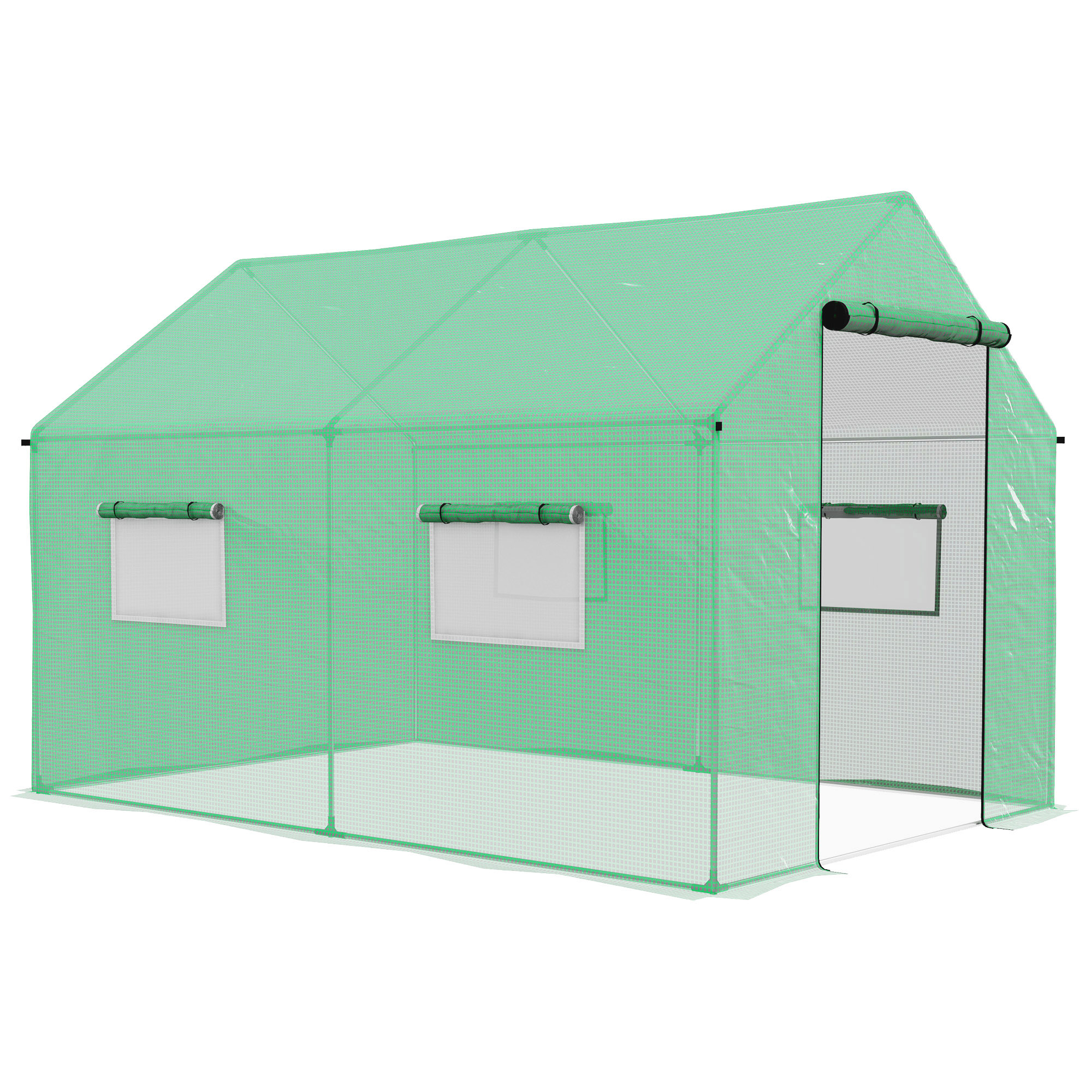 Polyethylene Walk-In Polytunnel Greenhouse - Green - Life Essentials