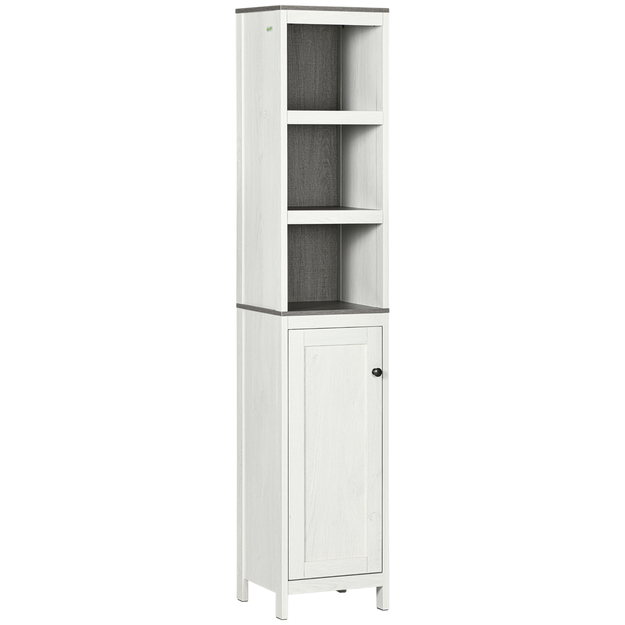 Tall Bathroom Storage Cabinet, Freestanding Tower Cabinet with 3 Open Shelves and Adjustable Shelf, Antique White - Life Essentials