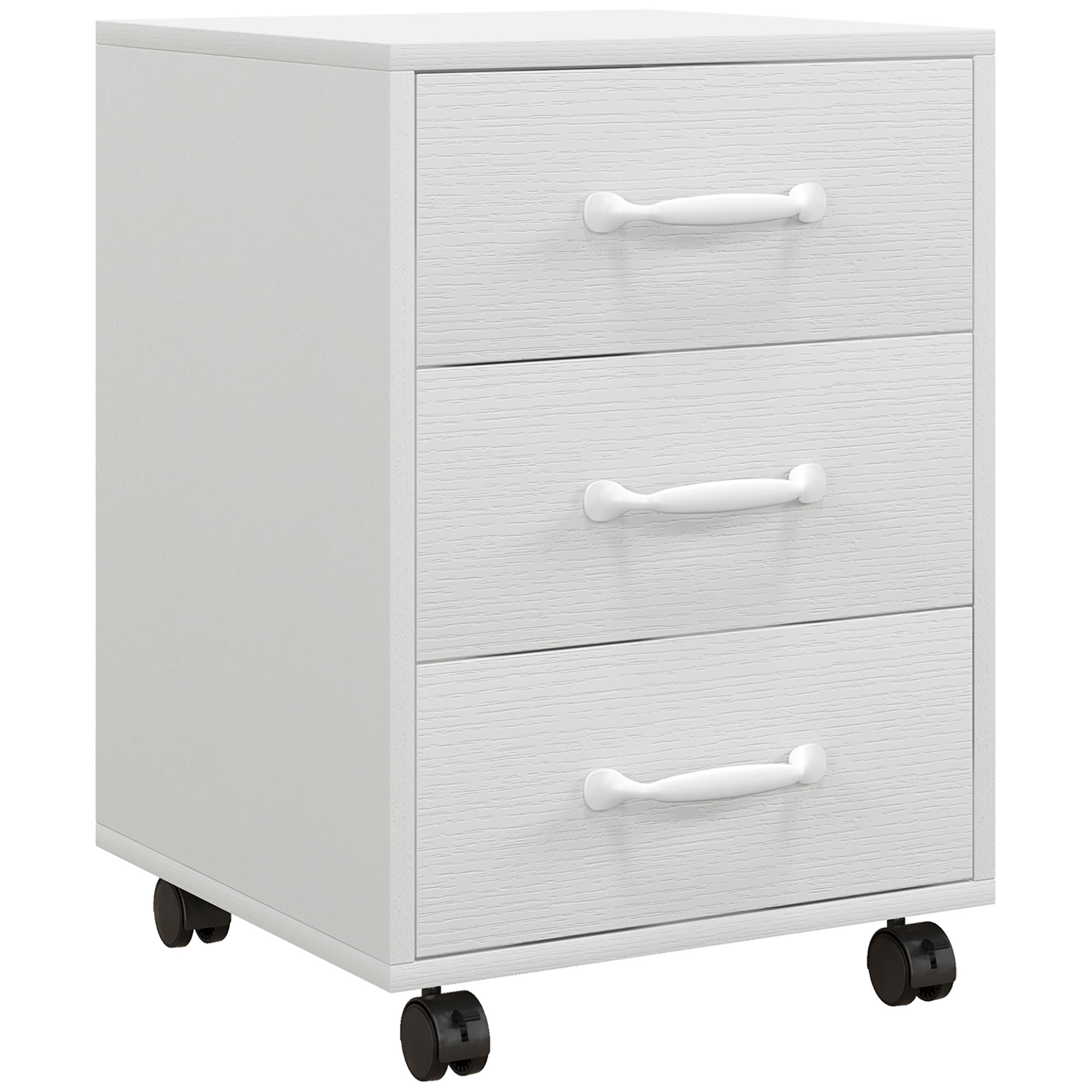 Office Cabinet - 3 Drawer Mobile Filing Cabinet White 40cm - Life Essentials