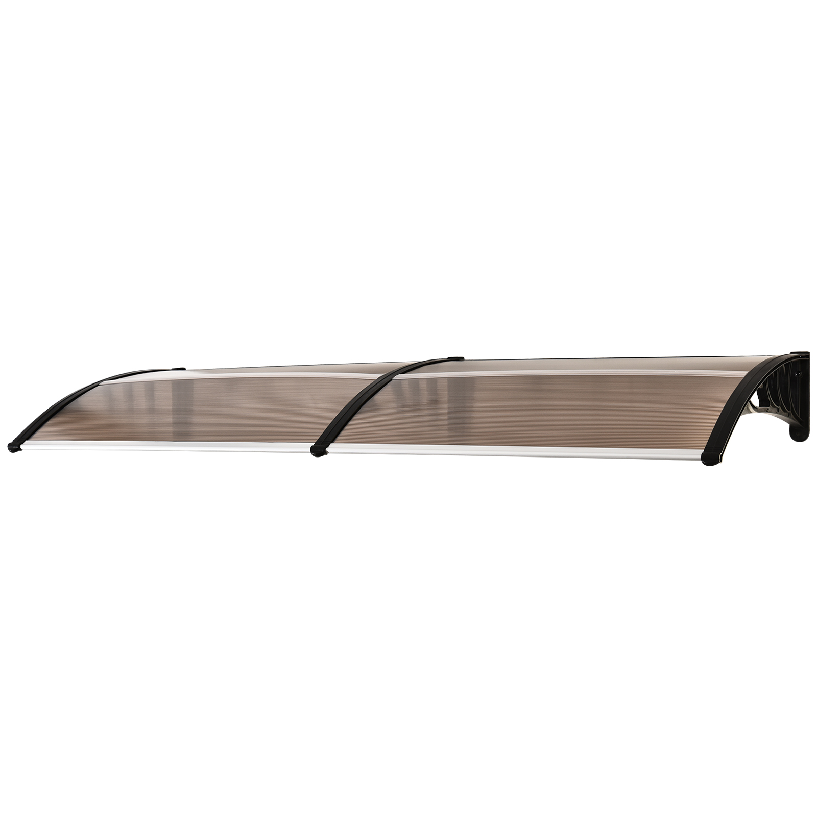 75 x 195 cm Curved Door Window Awning Canopy, Polycarbonate Cover Front Door Outdoor Patio, UV Rain Snow Protection Shelter, Brown - Life Essentials