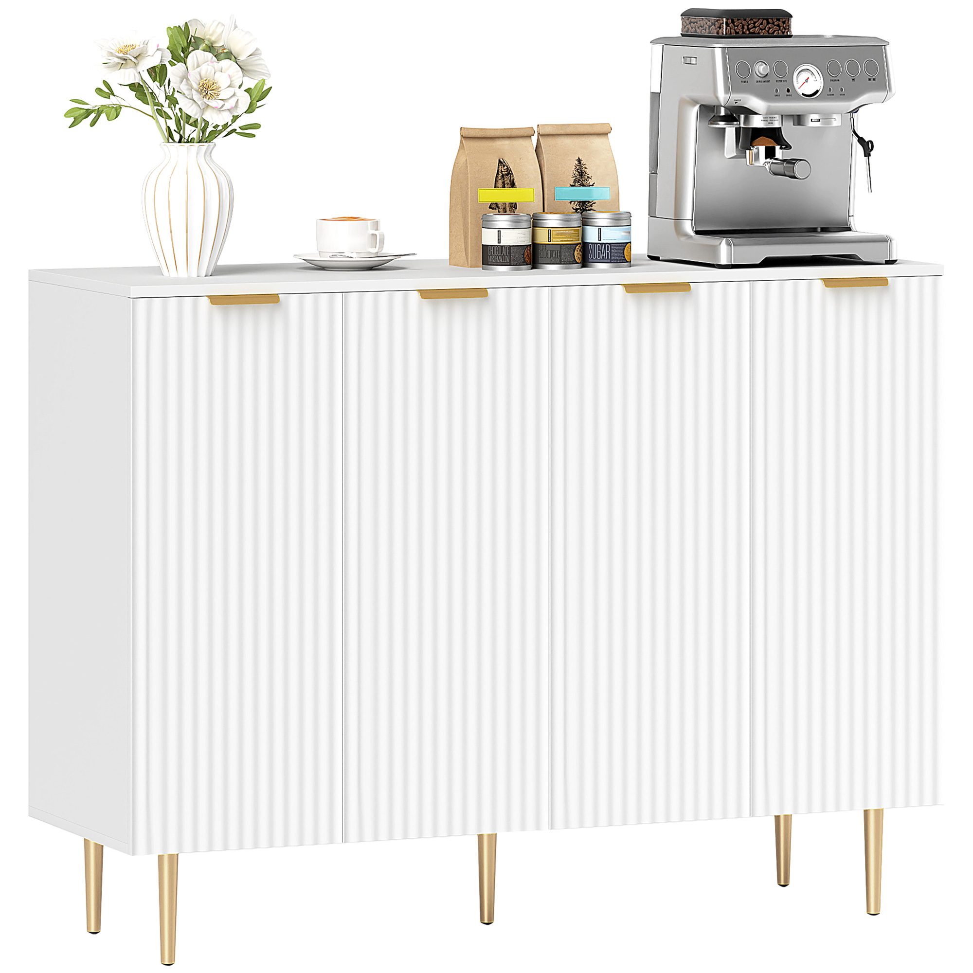 HERON Sideboard Buffet Cabinet, White - Life Essentials