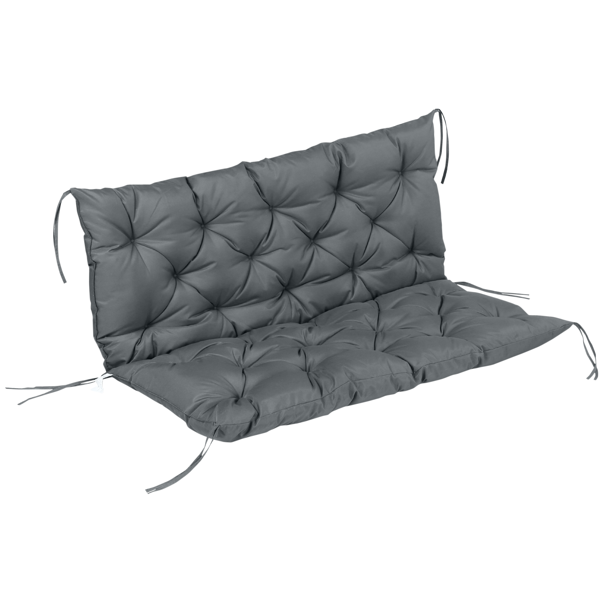 Garden Bench Cushion, 2 Seater Swing Chair Cushion, Seat Pad with Ties for Indoor and Outdoor Use, 110 x 120 cm, Dark Grey - Life Essentials