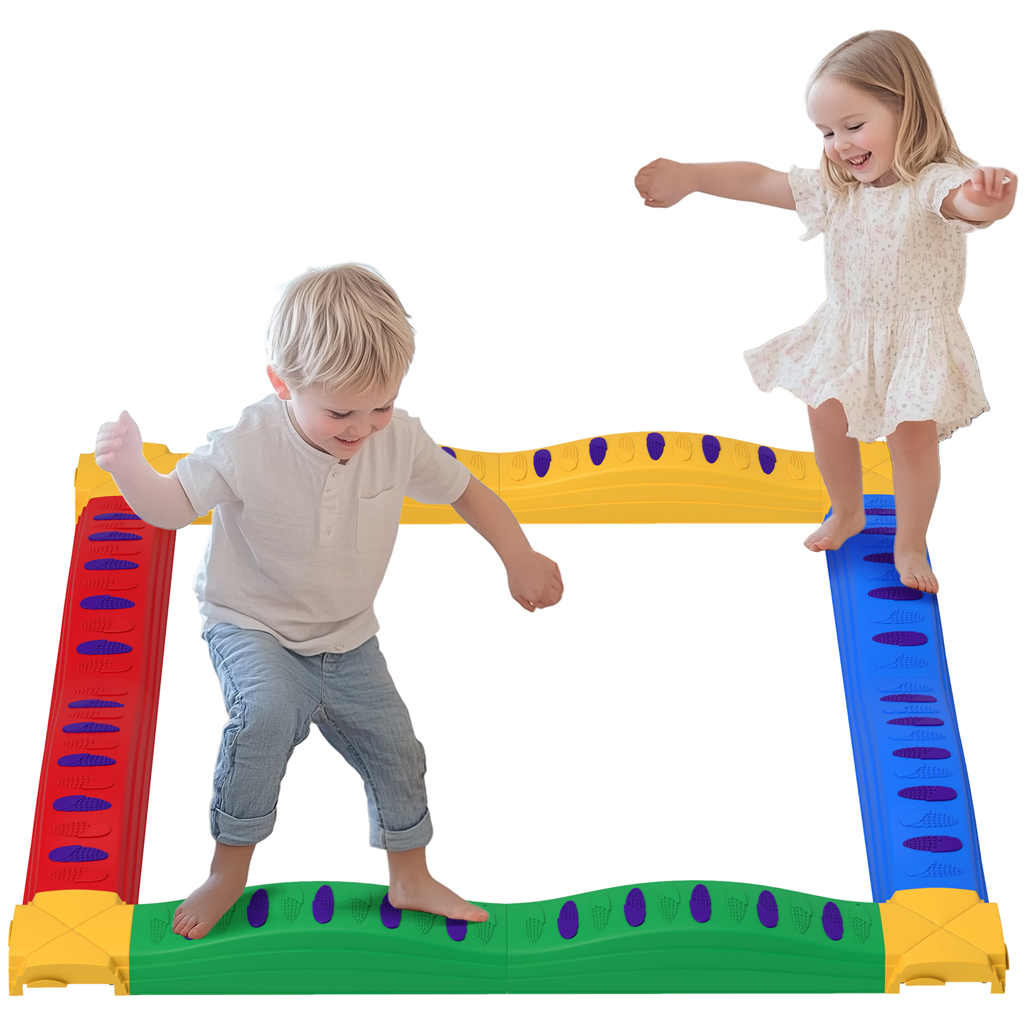 Kids Play Set - 12 Pcs Kids Balance Beam Stepping Stones Multi Colour 114cm - Life Essentials