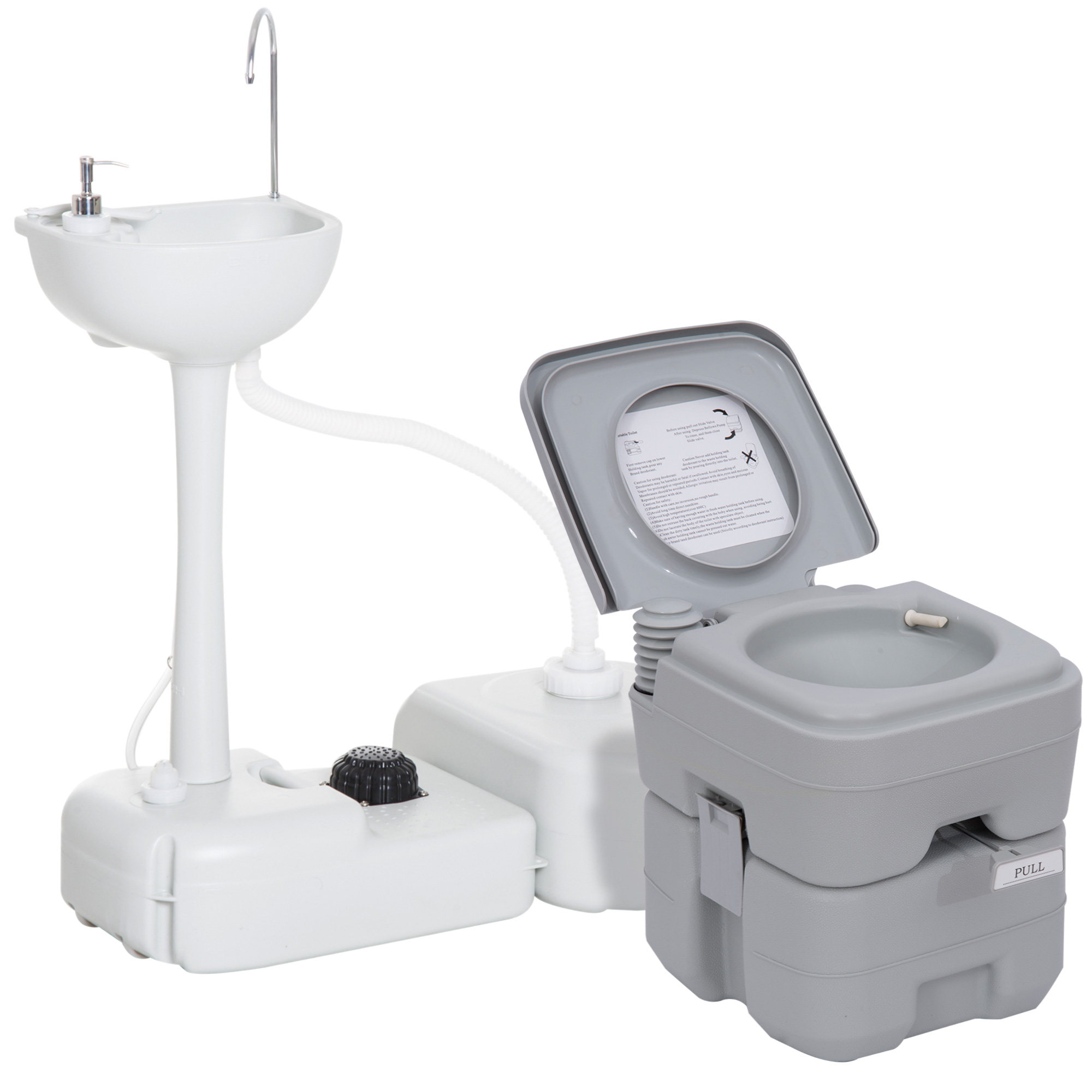 Portable Toilet and Camping Sink Set with Fresh and Waste Tank, Wastewater Recycled Set for Outdoor Events - Life Essentials