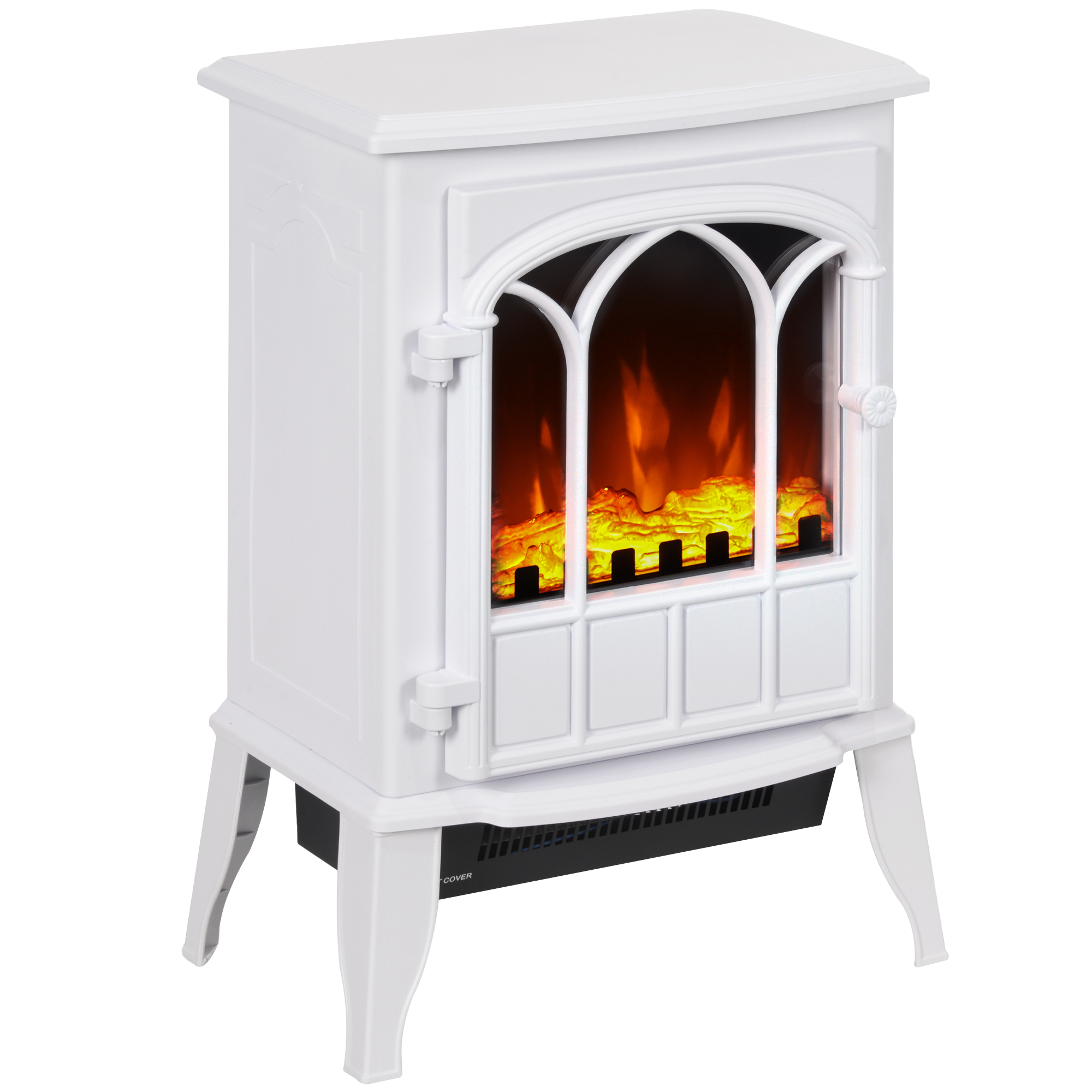 Heater - Electric Stove Heater with LED Flames White 23cm - Life Essentials