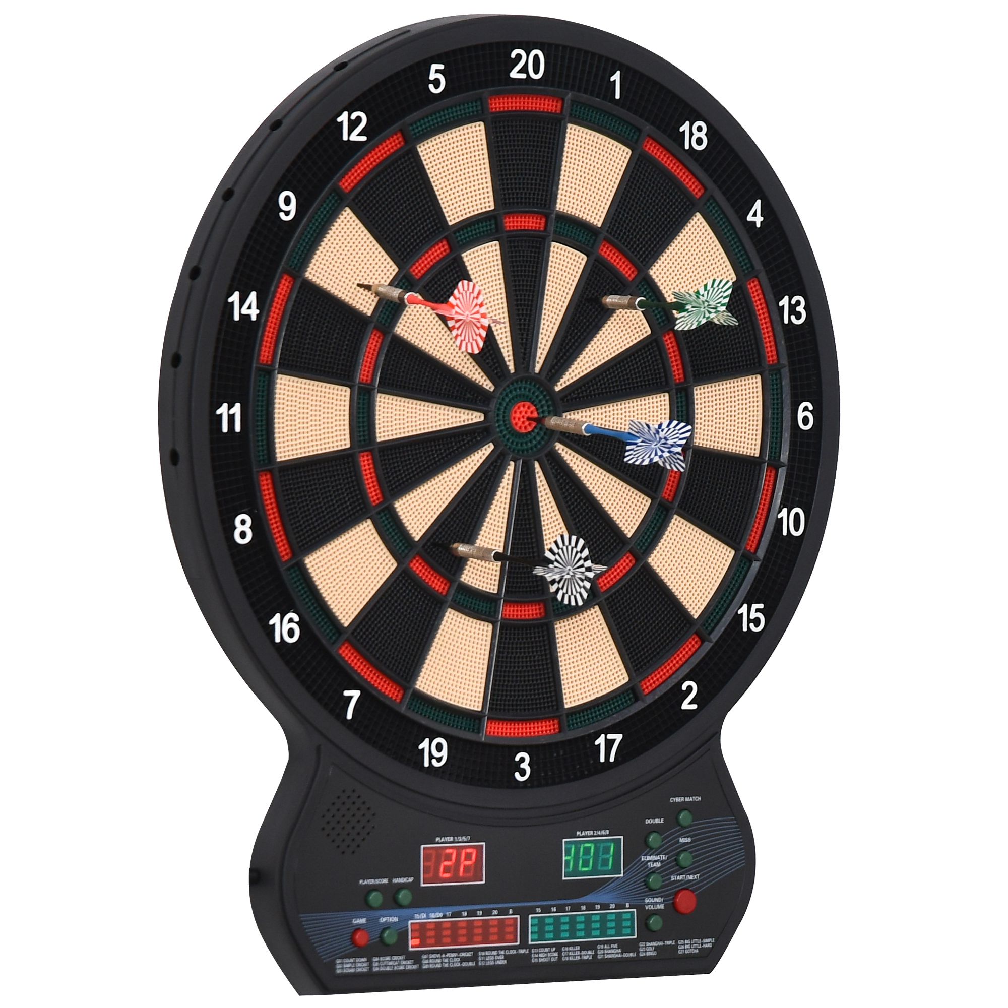 LED Dartboard Electronic Scoreboard 8 Players 27 Games Family Fun w/ 12 Darts 30 Heads Home Office Classic Game - Life Essentials