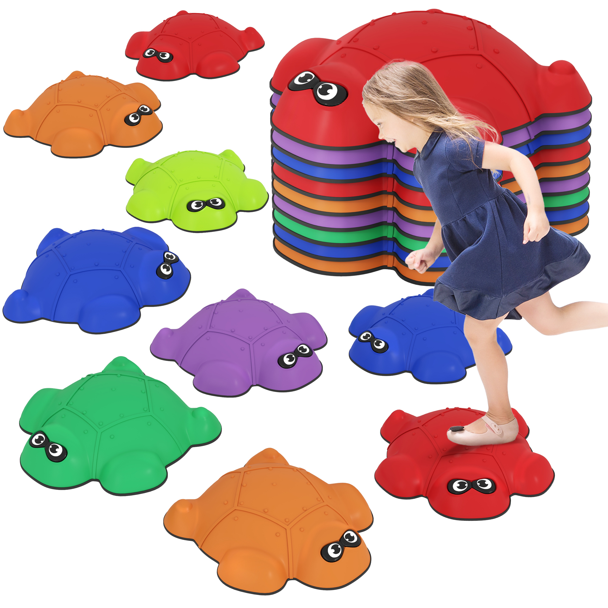 AIVAGO 9 PCS Balance Stepping Stones with Non-slip Edge, Indoor Outdoor Obstacle Courses for Kids Ages 3-8 Years, Multicoloured - Life Essentials