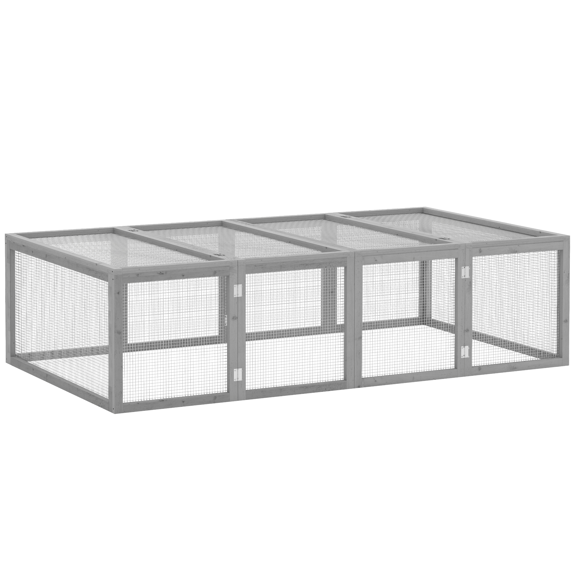 PAWSTER Wooden Rabbit Hutch Cage 6ft with Wire Mesh, Openable Roof, Play Space for Outdoor, Grey - Life Essentials