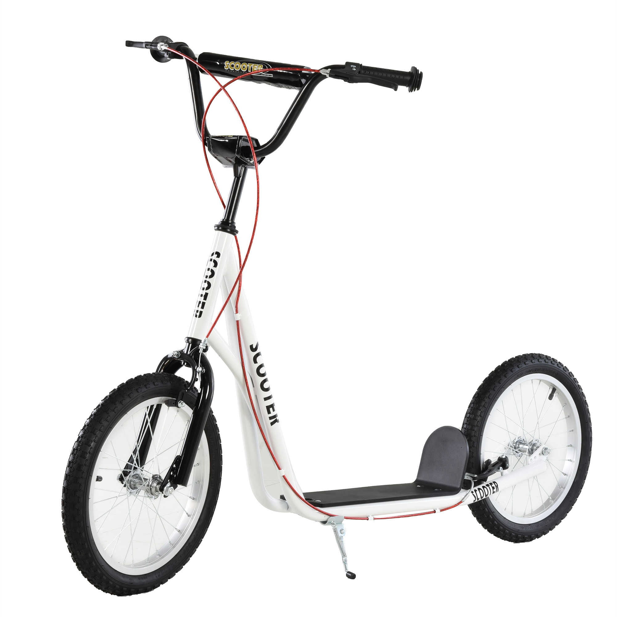 Teen Kids Stunt Scooter Children Kick Scooter Adjustable Handlebar 2 Brakes Ride On 16 Inch Rubber Tyres White - Life Essentials
