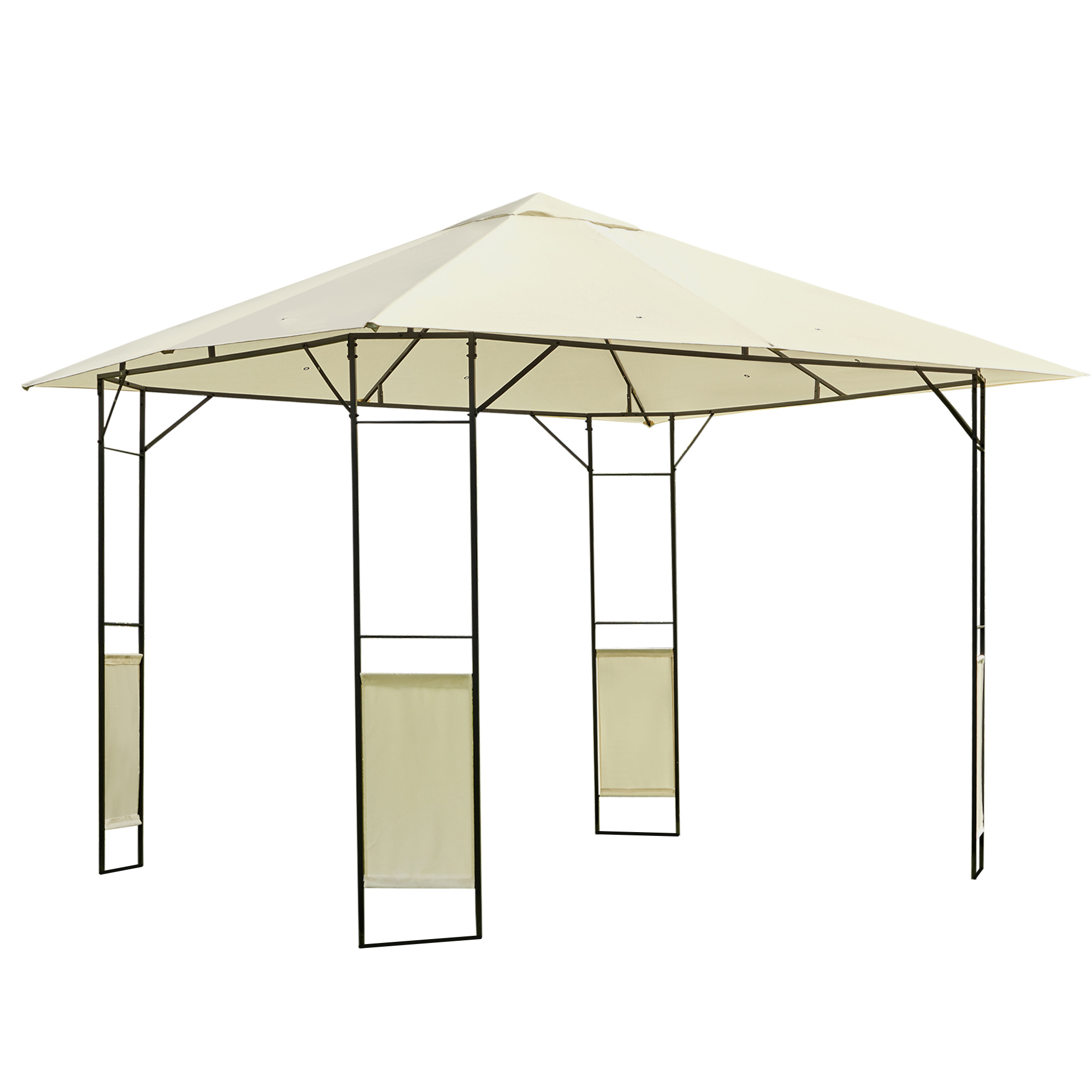 3 x 3 Meters Patio Garden Metal Gazebo Marquee Steel Frame with Canopy Awning Tent Water Resistant Cream - Life Essentials