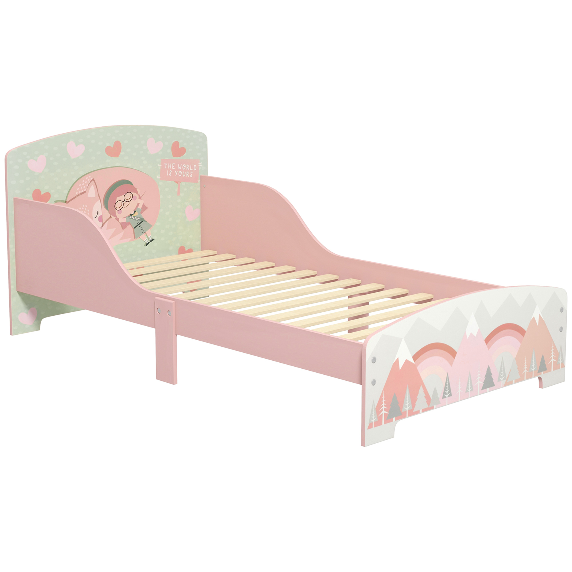ZONEKIZ Toddler Bed Frame, Kids Bedroom Furniture for Ages 3-6 Years, Pink - Life Essentials