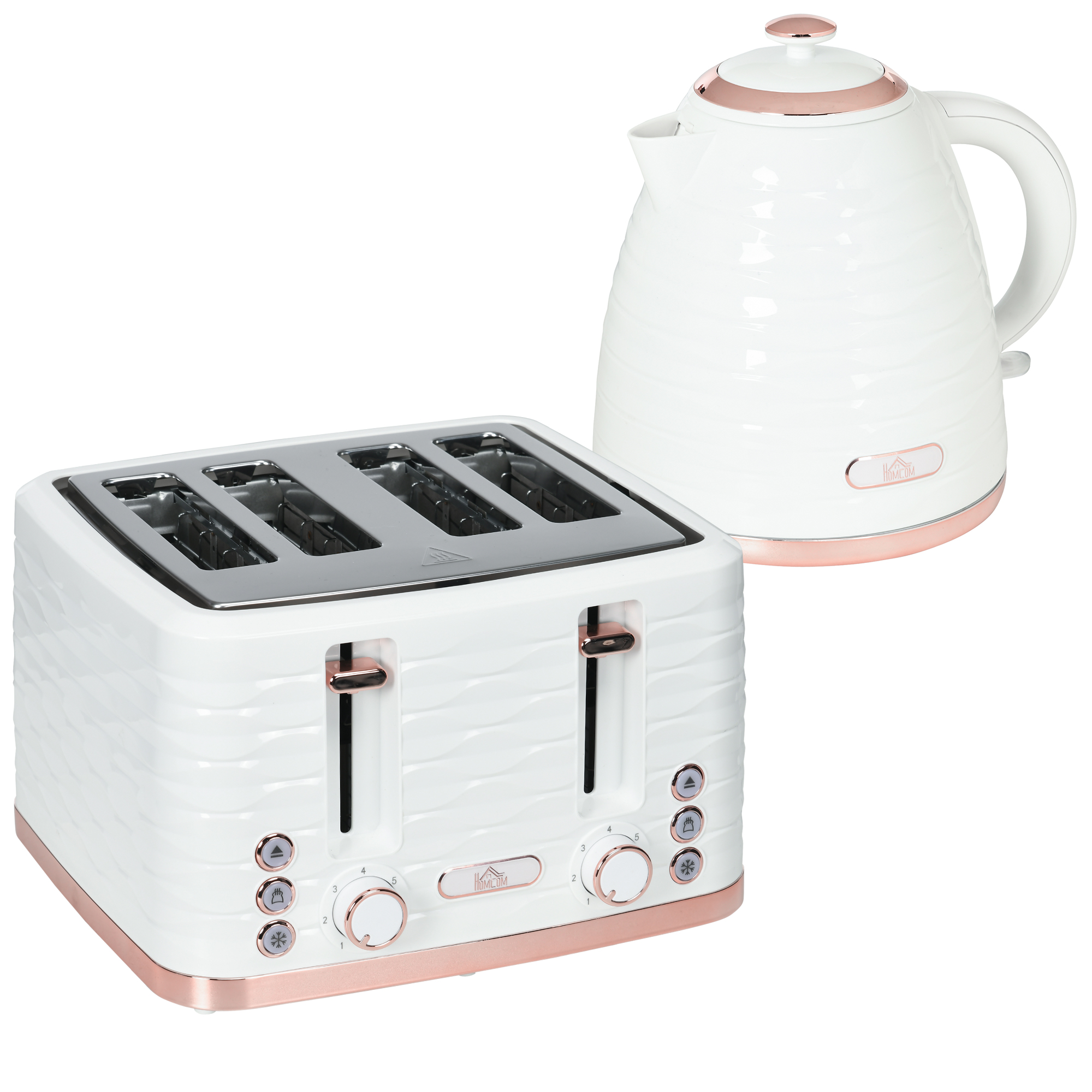 3000W Kettle and Toaster Sets with 1.7L Rapid Boil Kettle and 4 Slice Toaster - Cream White - Life Essentials