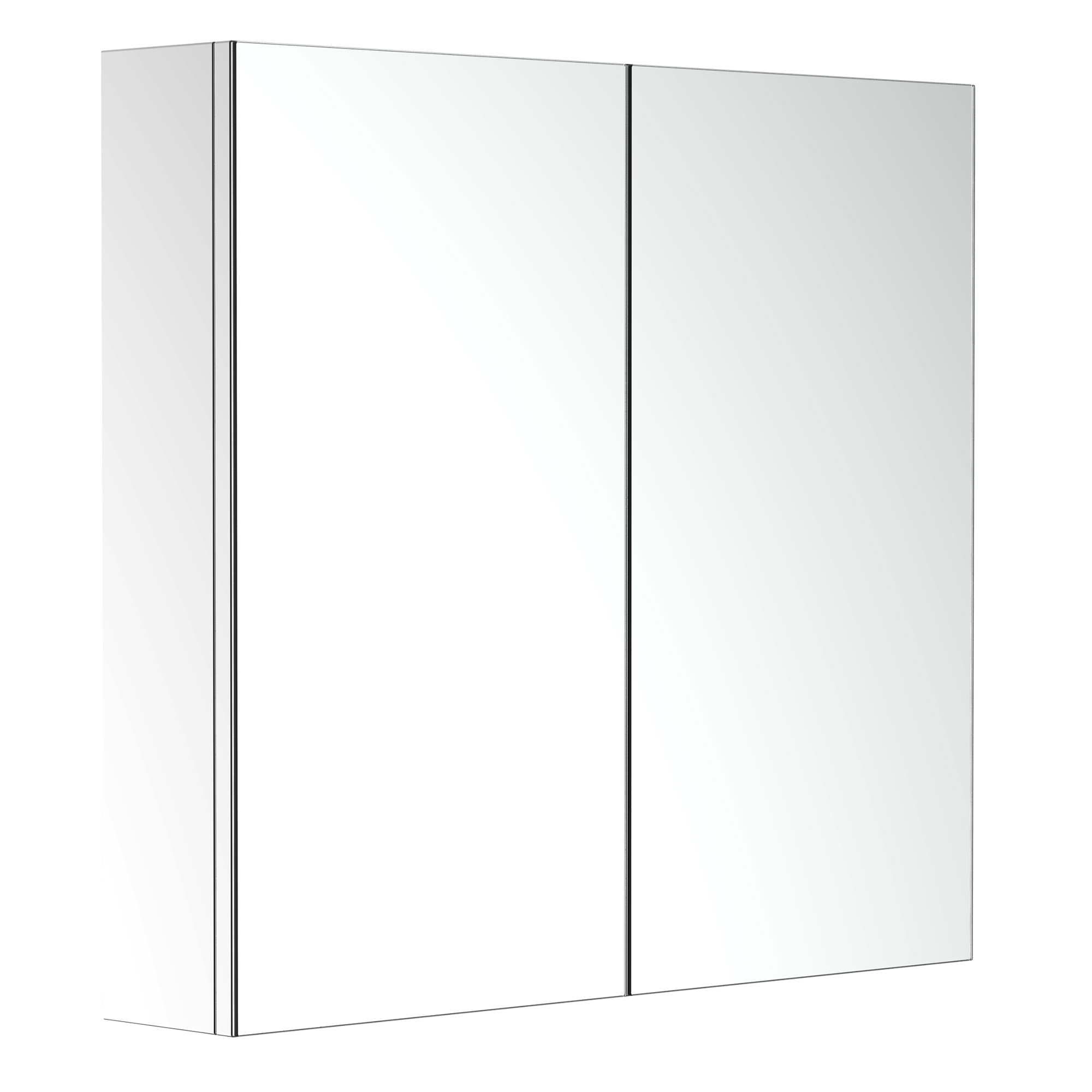 Double Doors Stainless Steel Bathroom Mirror Cabinet - 60x55cm - Life Essentials