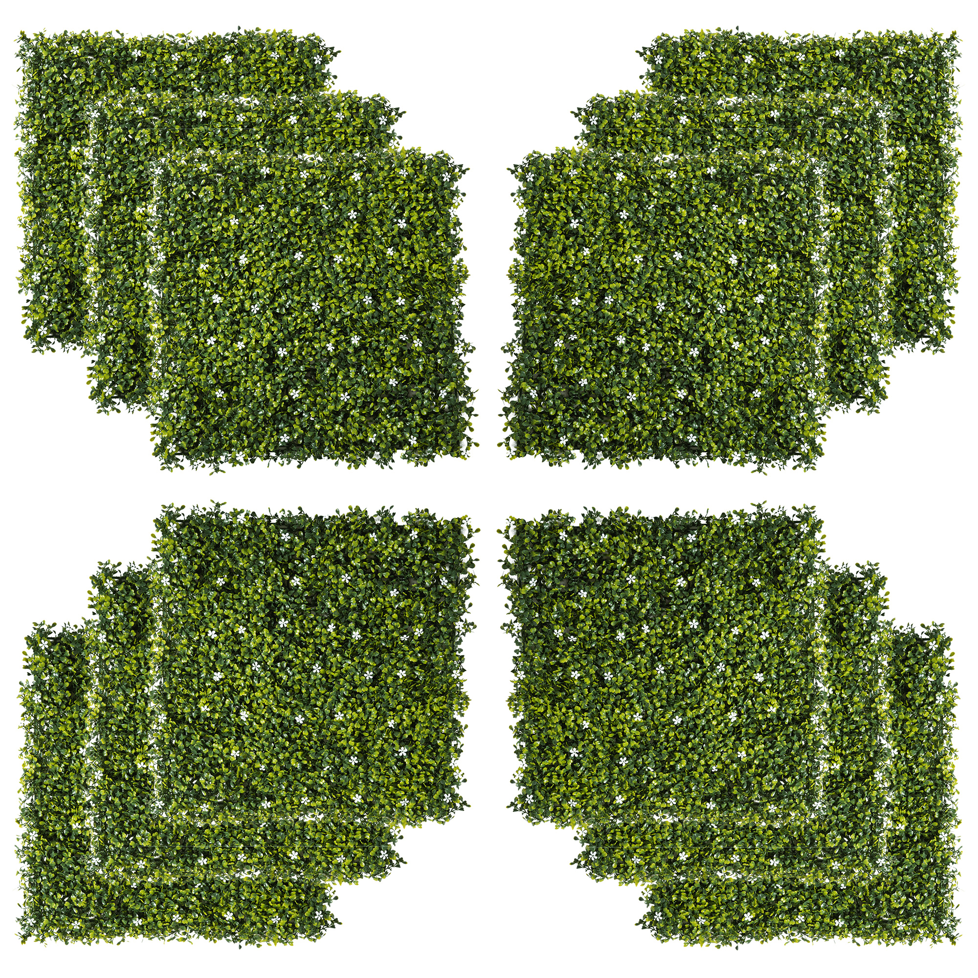12PCS Artificial Boxwood Wall Panels 50cm x 50cm Grass Privacy Fence Screen Faux Hedge Greenery Backdrop Encrypted Milan Grass - Life Essentials