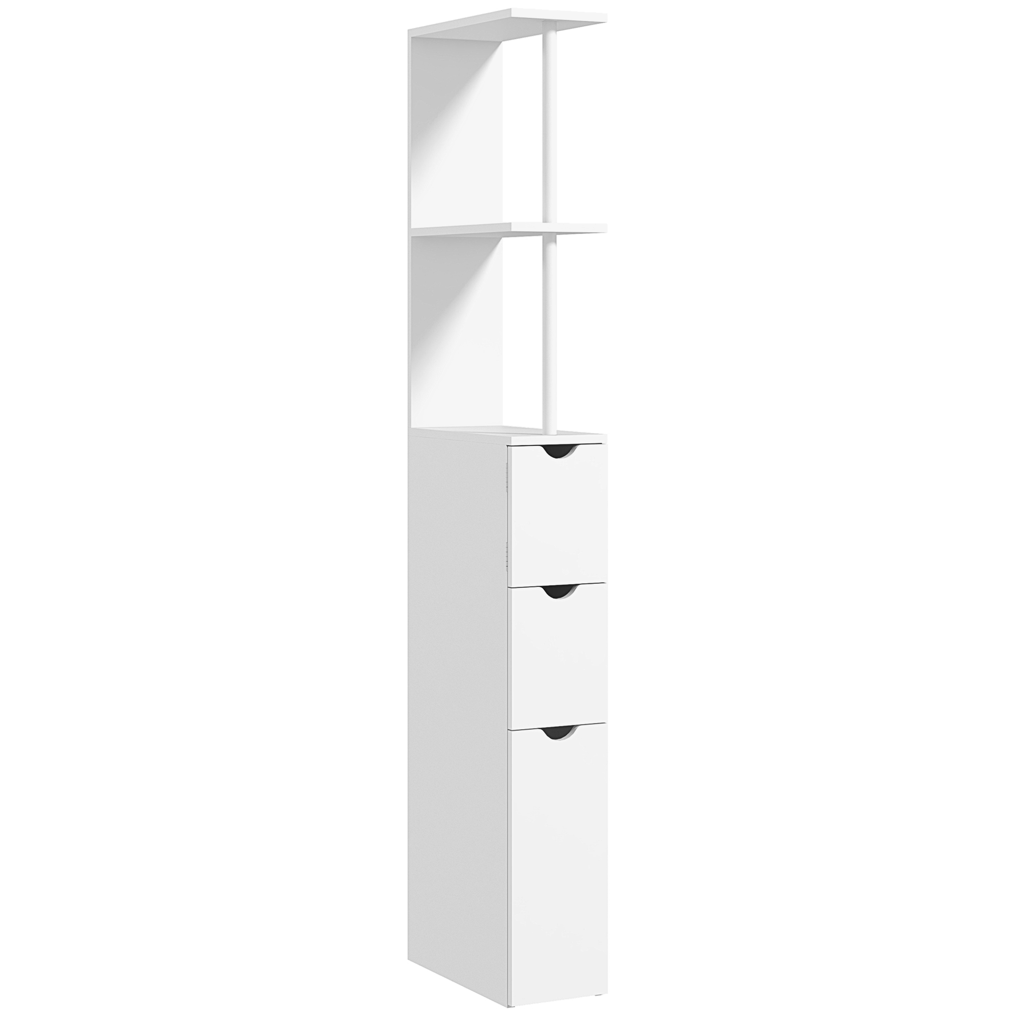 kleankin Slim Bathroom Storage Cabinet with Drawers, Tall Bathroom Cupboard with 2-Tier Shelf, White - Life Essentials