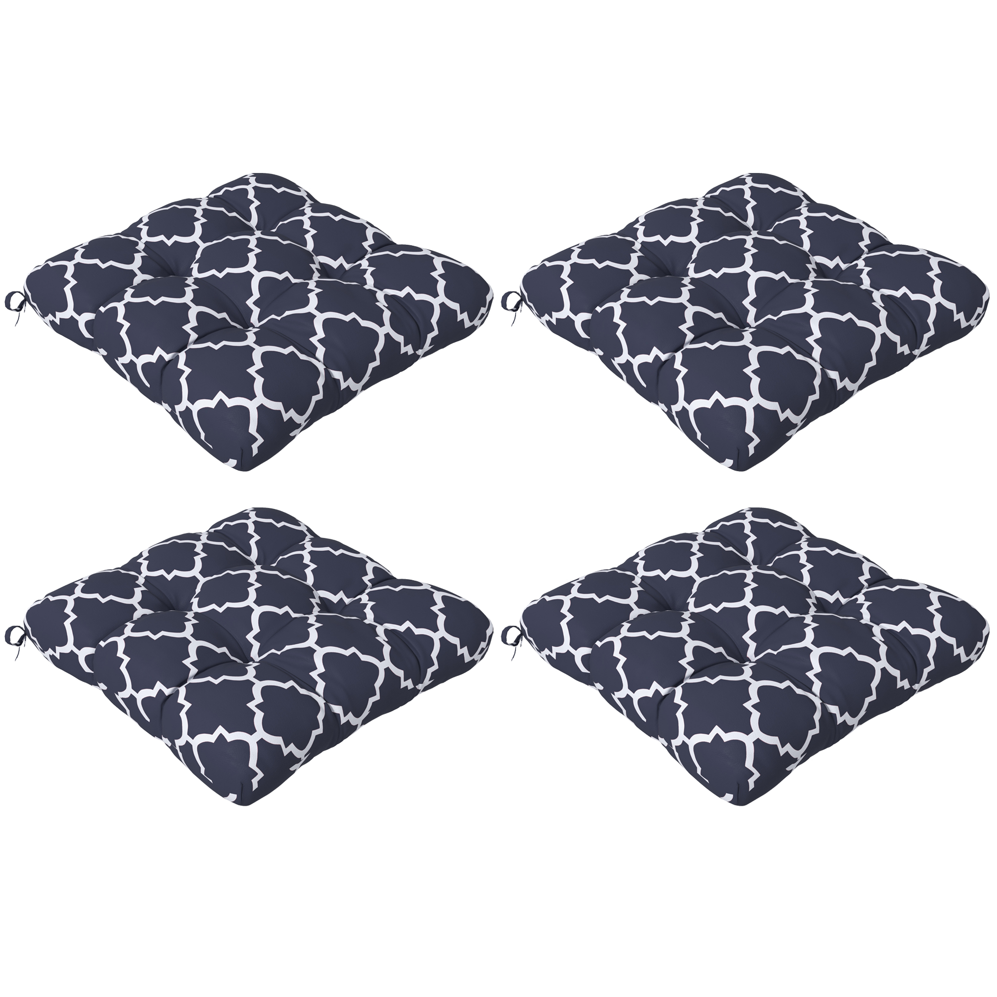 4-Piece Seat Cushion Pillows Replacement, Patio Chair Cushions Set with Ties for Indoor Outdoor, Blue - Life Essentials