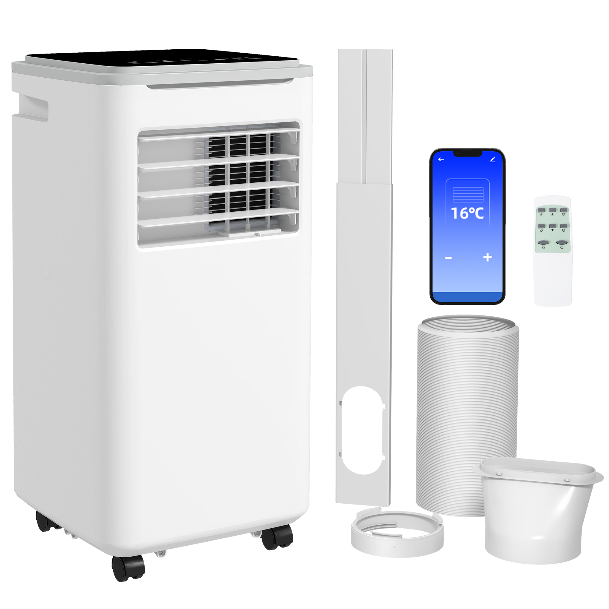 BTU Portable 9,000 Air Conditioner WiFi Compatible, Dehumidifier Cooling Fan with Remote, LED Display - Life Essentials