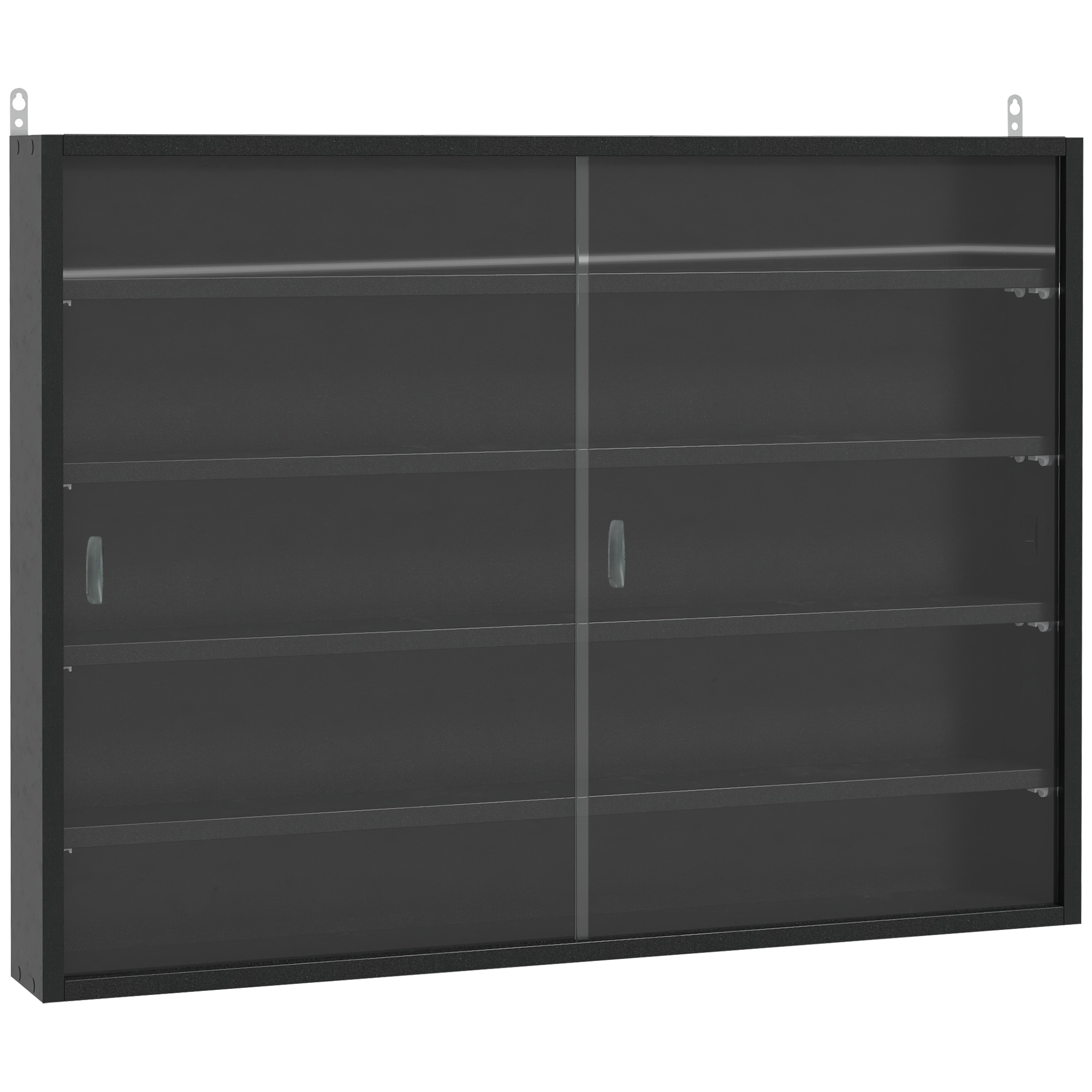 Particle Board 5-Tier Glass Door Display Cabinet Black - Life Essentials
