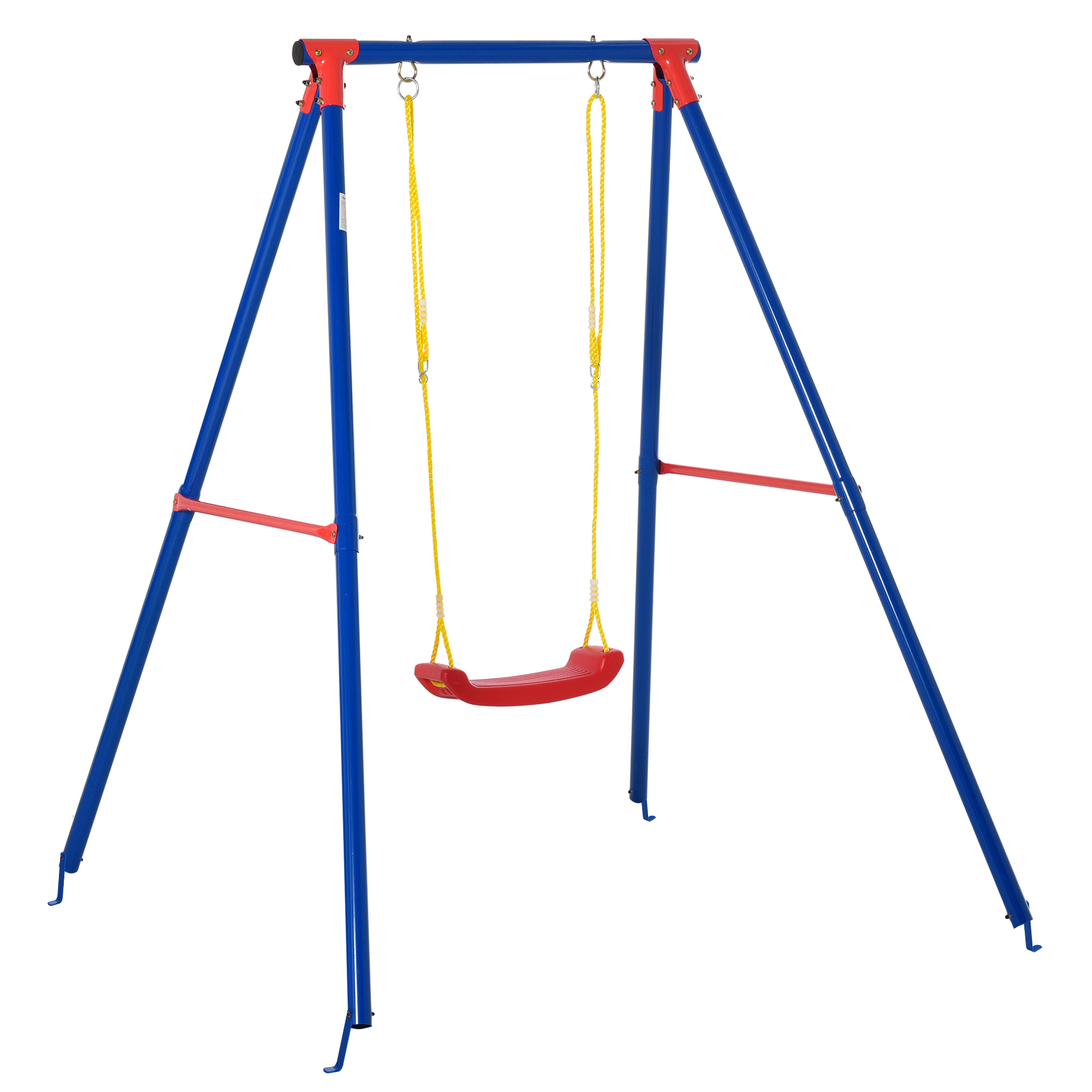 Metal Swing Set with Seat Adjustable Rope Heavy Duty A-Frame Stand Backyard Outdoor Playset for Kids Fun 6-12 Years Old Blue - Life Essentials