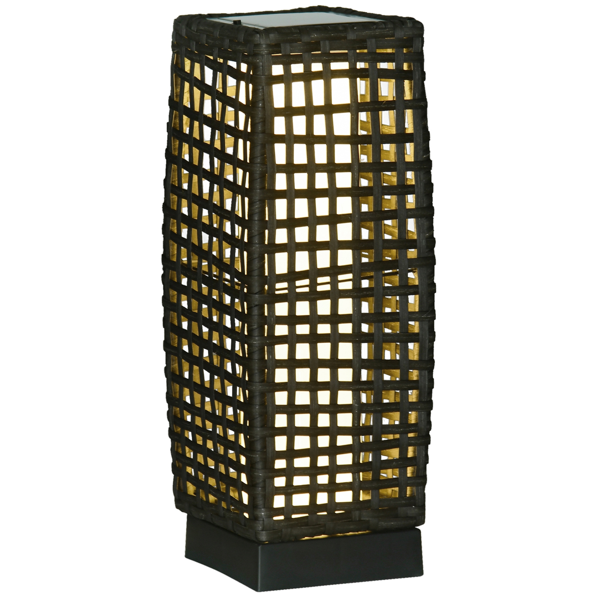 Outdoor Rattan Solar Lantern, Brushed PE Wicker Patio Garden Lantern wtih Auto On/Off Solar Powered LED Lights for Indoor & Outdoor Use Grey - Life 