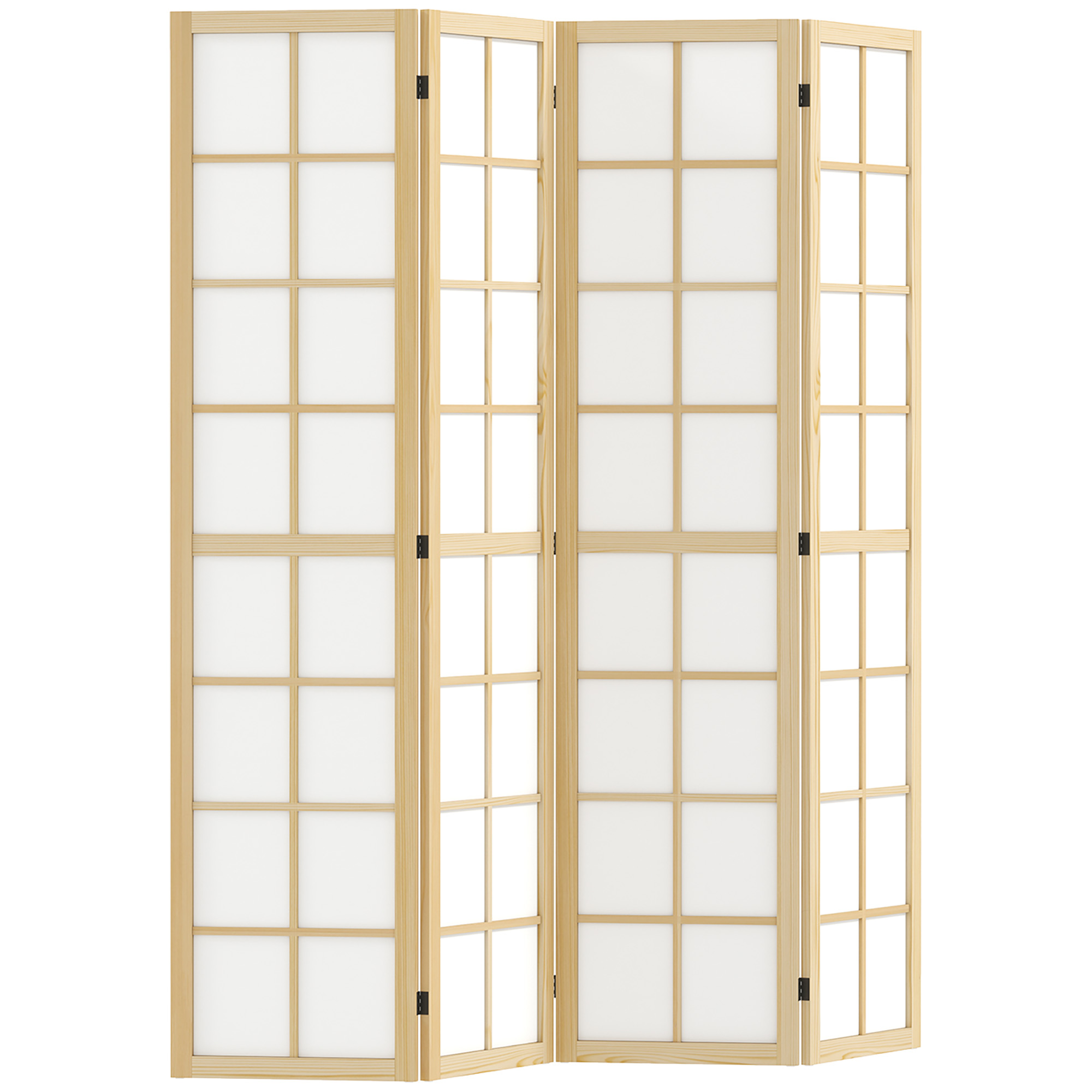 HERON 4 Panel Folding Room Divider, Freestanding Room Separator, Indoor Privacy Screen for Living Room, Bedroom, 160 x 170cm - Life Essentials