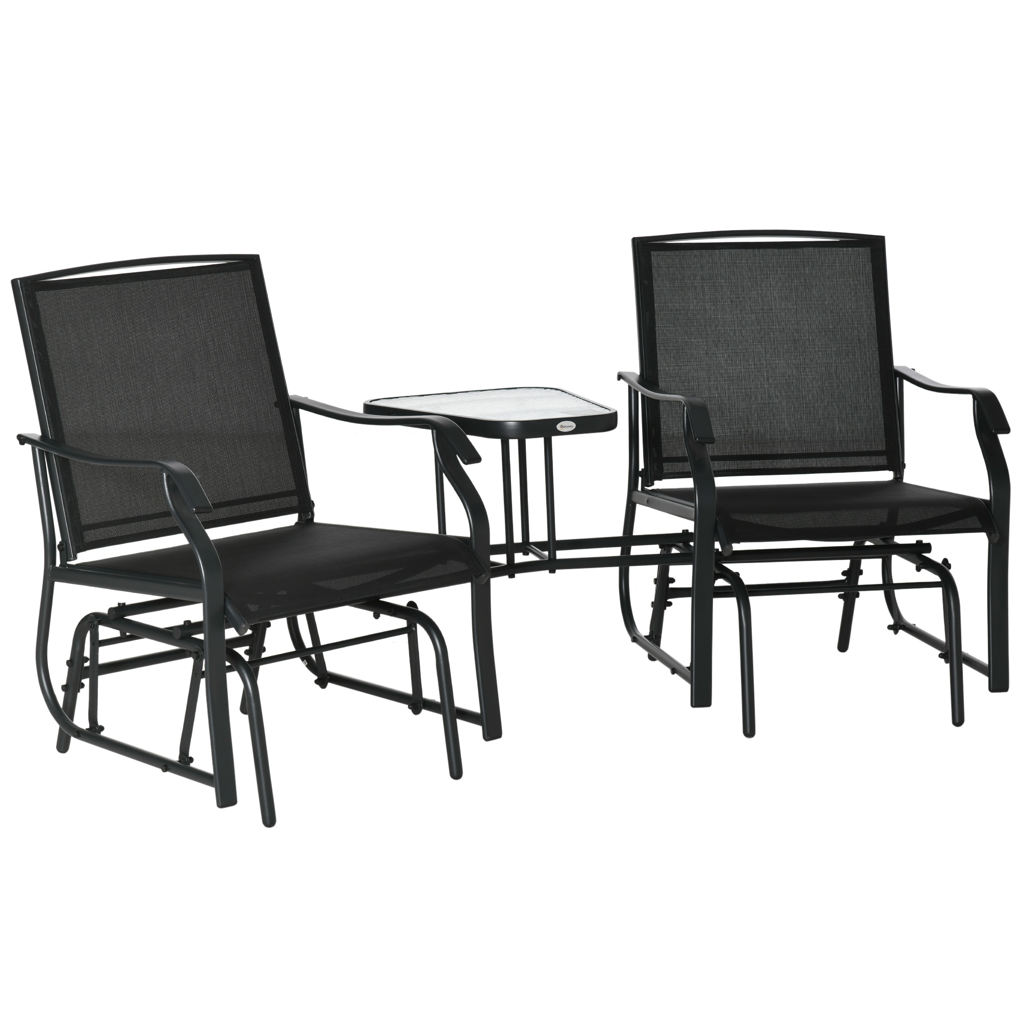 Garden Double Glider Rocking Chairs Gliding Love Seat with Middle Table Conversation Set Patio Backyard Relax Outdoor Furniture - Life Essentials