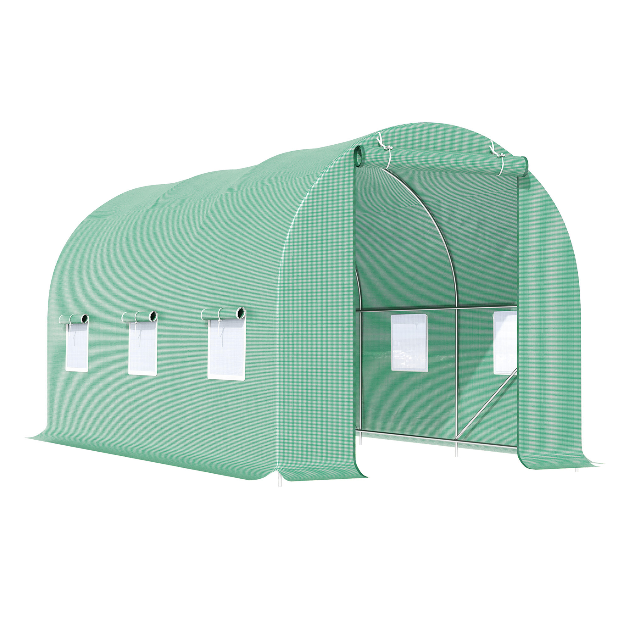 4.5m x 2m x 2m Walk-in Tunnel Greenhouse Garden Plant Growing House with Door and Ventilation Window, Green - Life Essentials