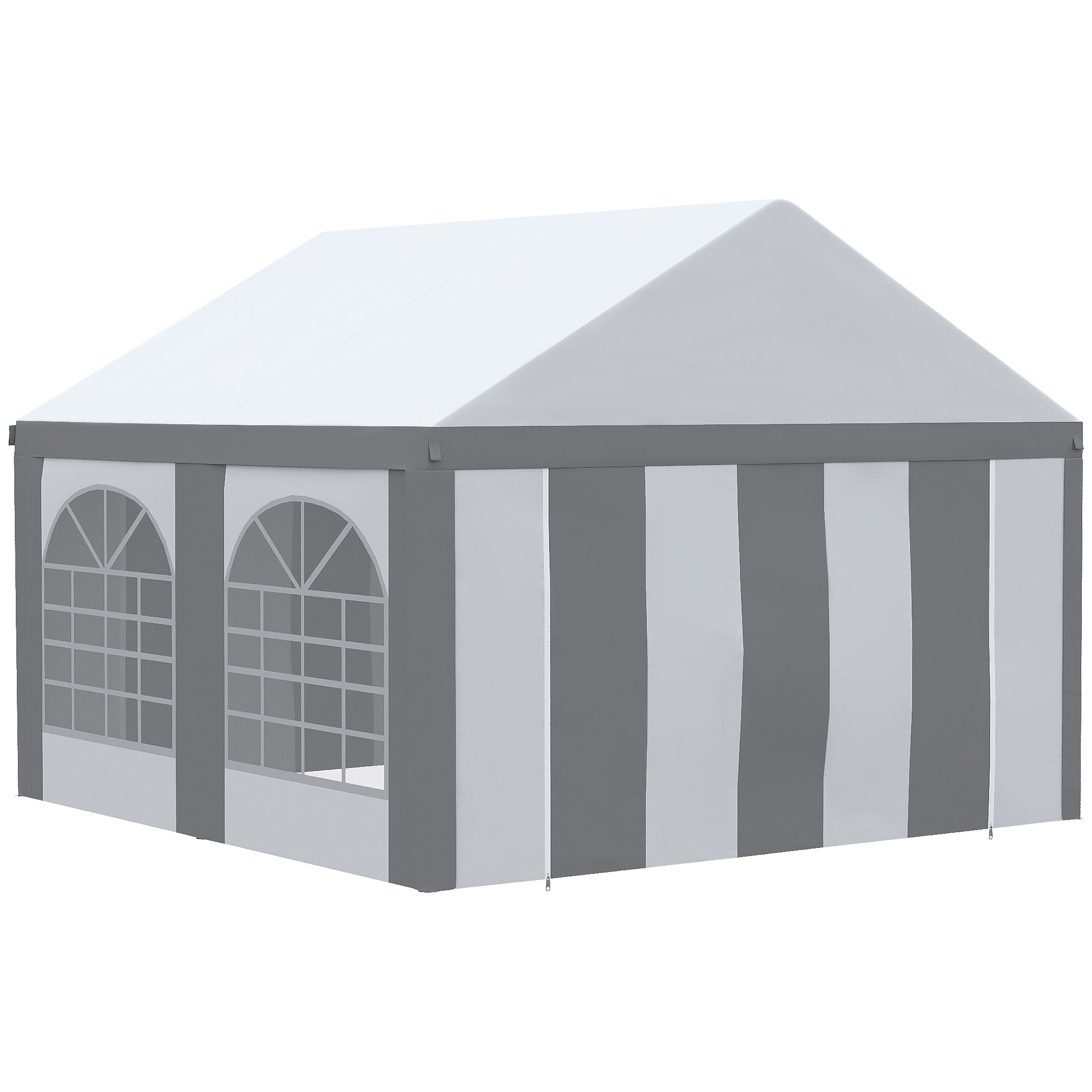 4 x 4m Galvanised Party Tent, Marquee Gazebo with Sides, Four Windows and Double Doors, for Parties, Wedding and Events - Life Essentials